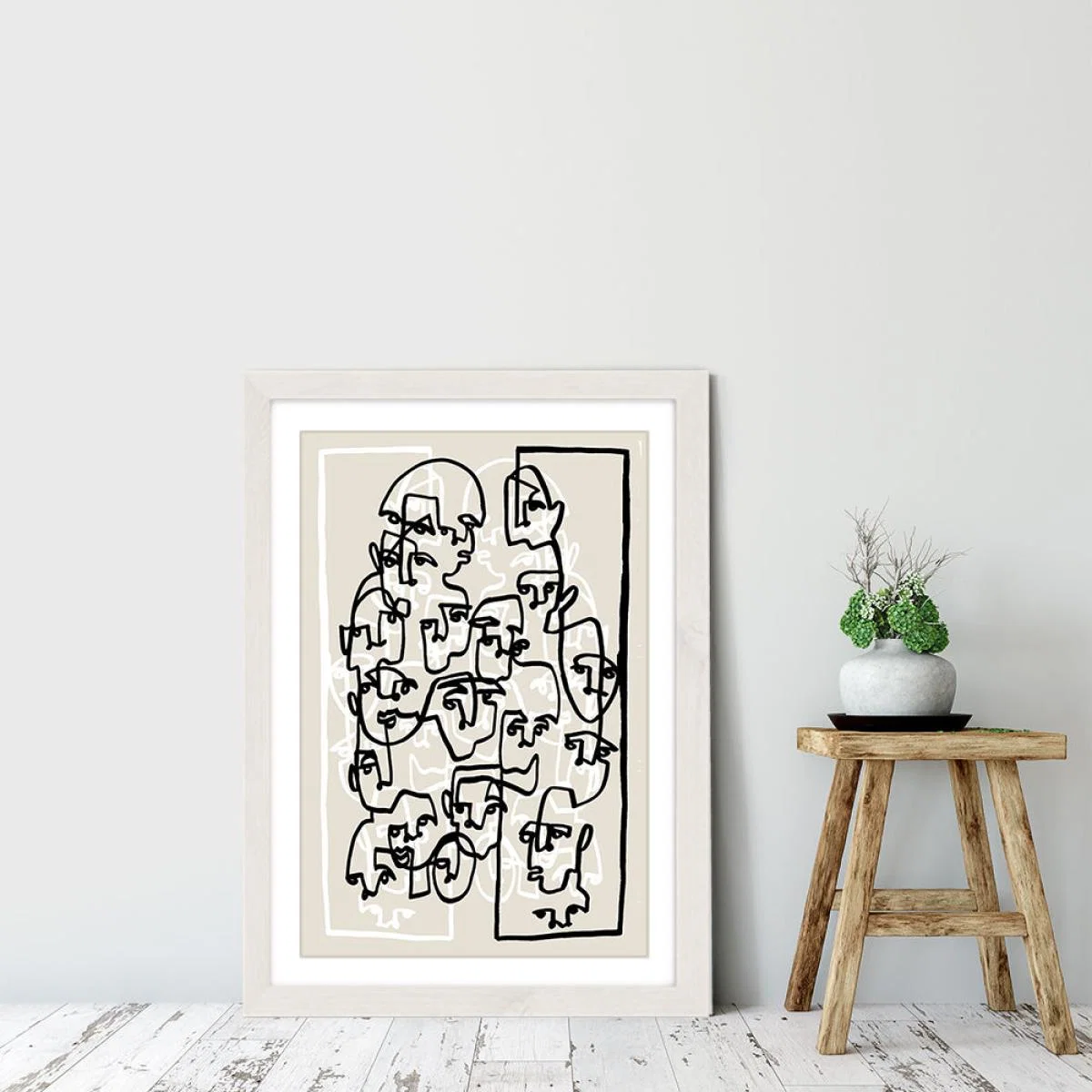 Face Book III Beige Art Print White Frame – image 6