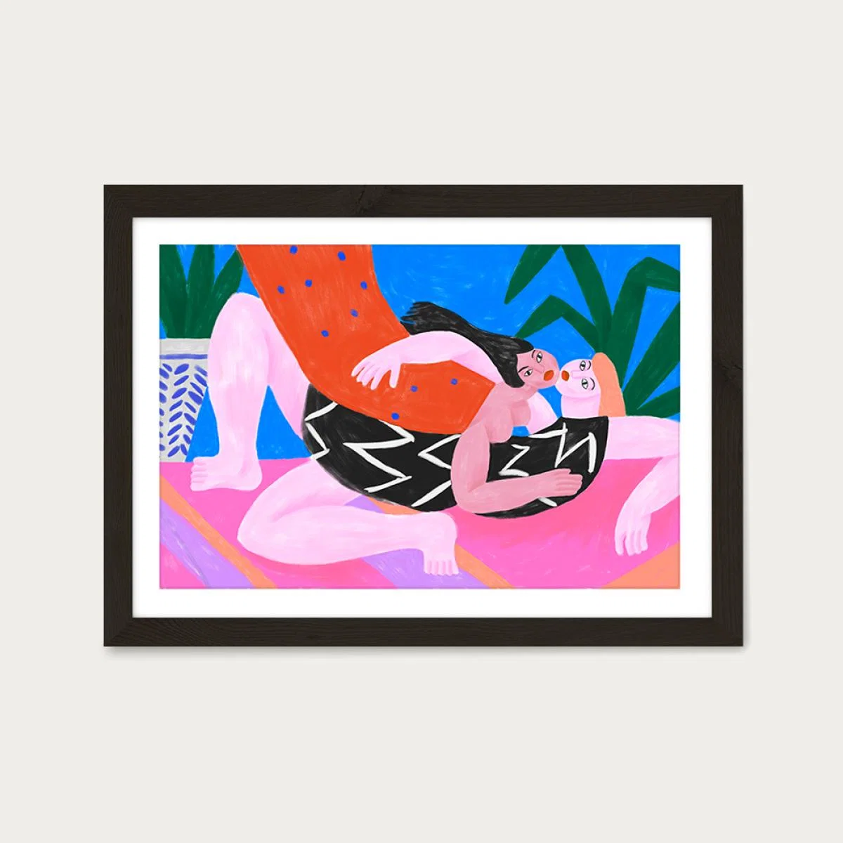 Women and Women Art Print Black Frame – image 1