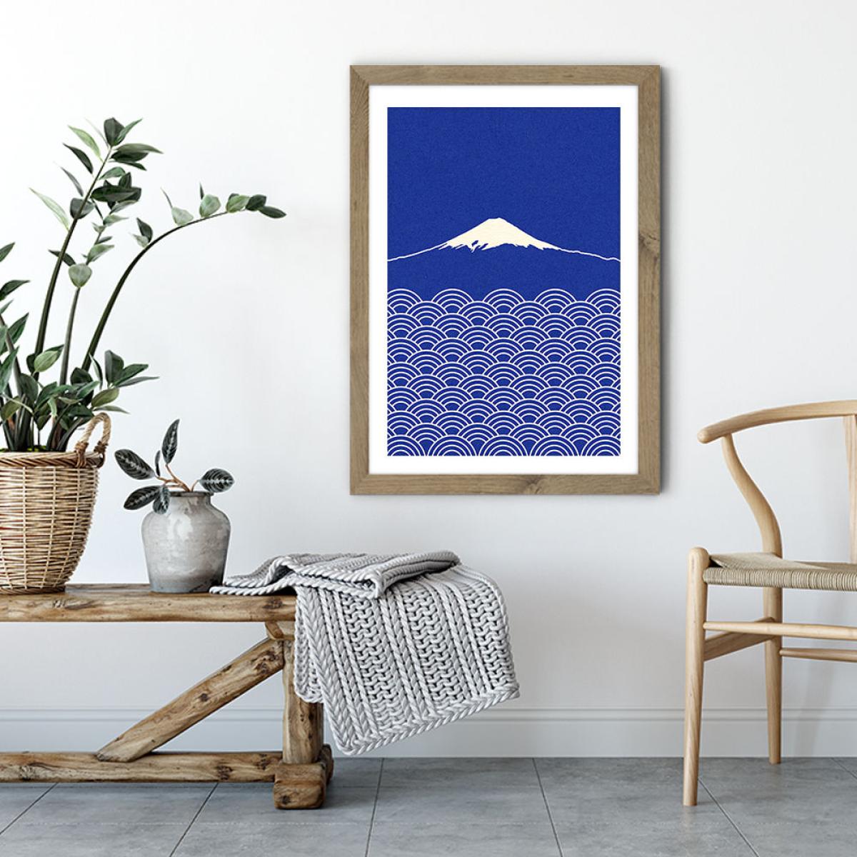 Waves and Fuji San Art Print Oak Frame – image 4