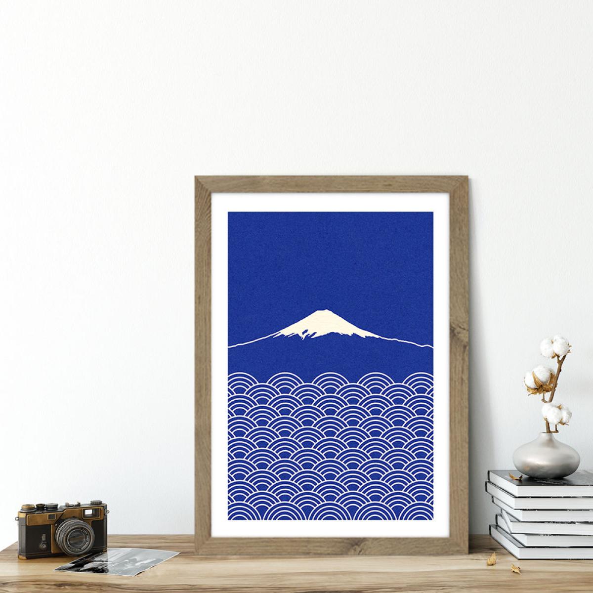 Waves and Fuji San Art Print Oak Frame – image 5