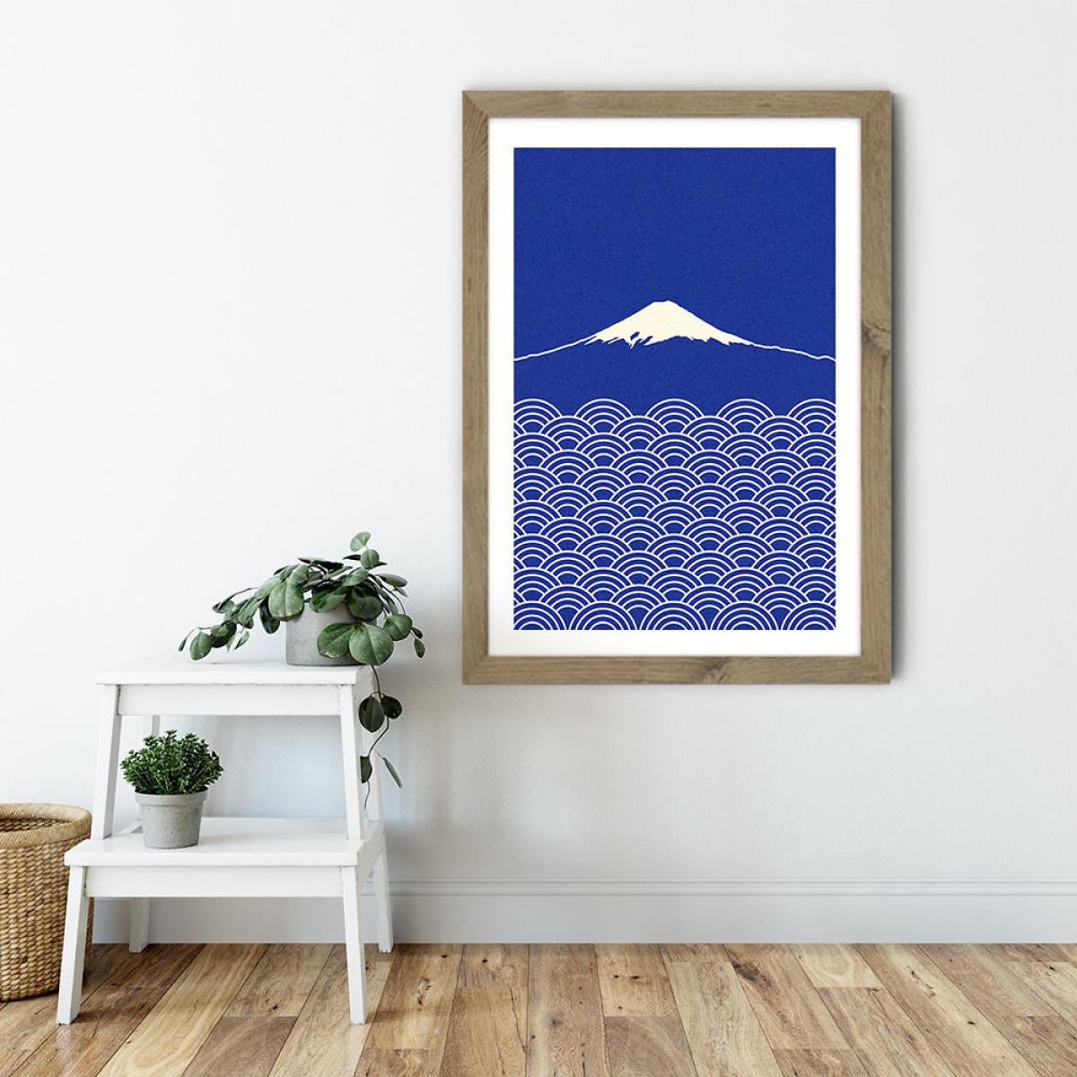 Waves and Fuji San Art Print Oak Frame – image 6