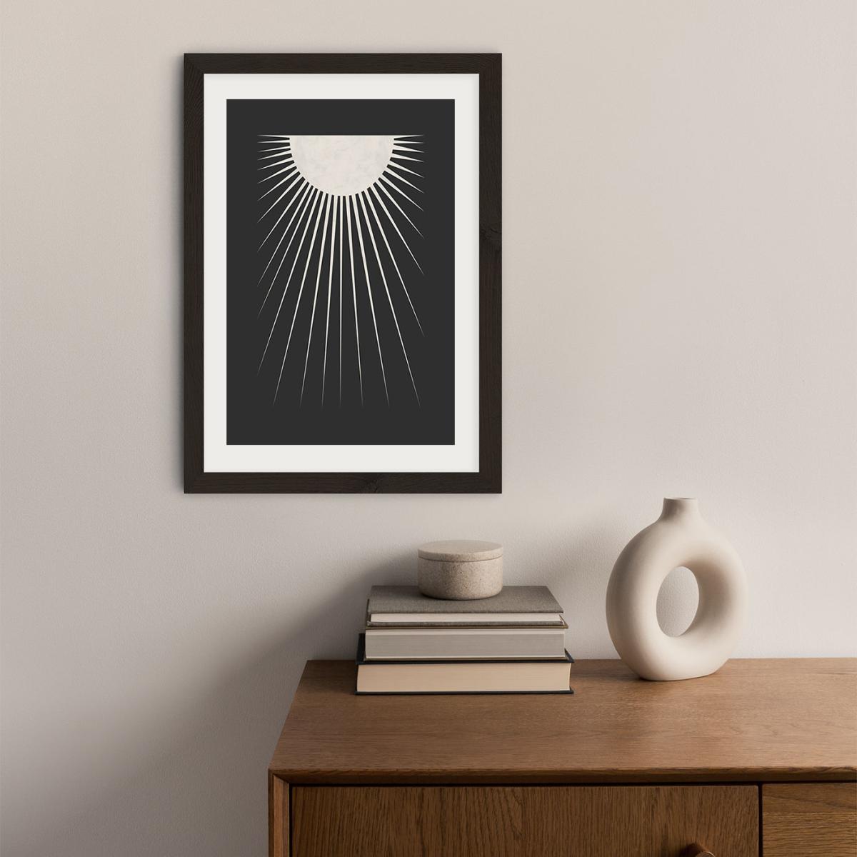 Minimal Moon Art Print Black Frame – image 2
