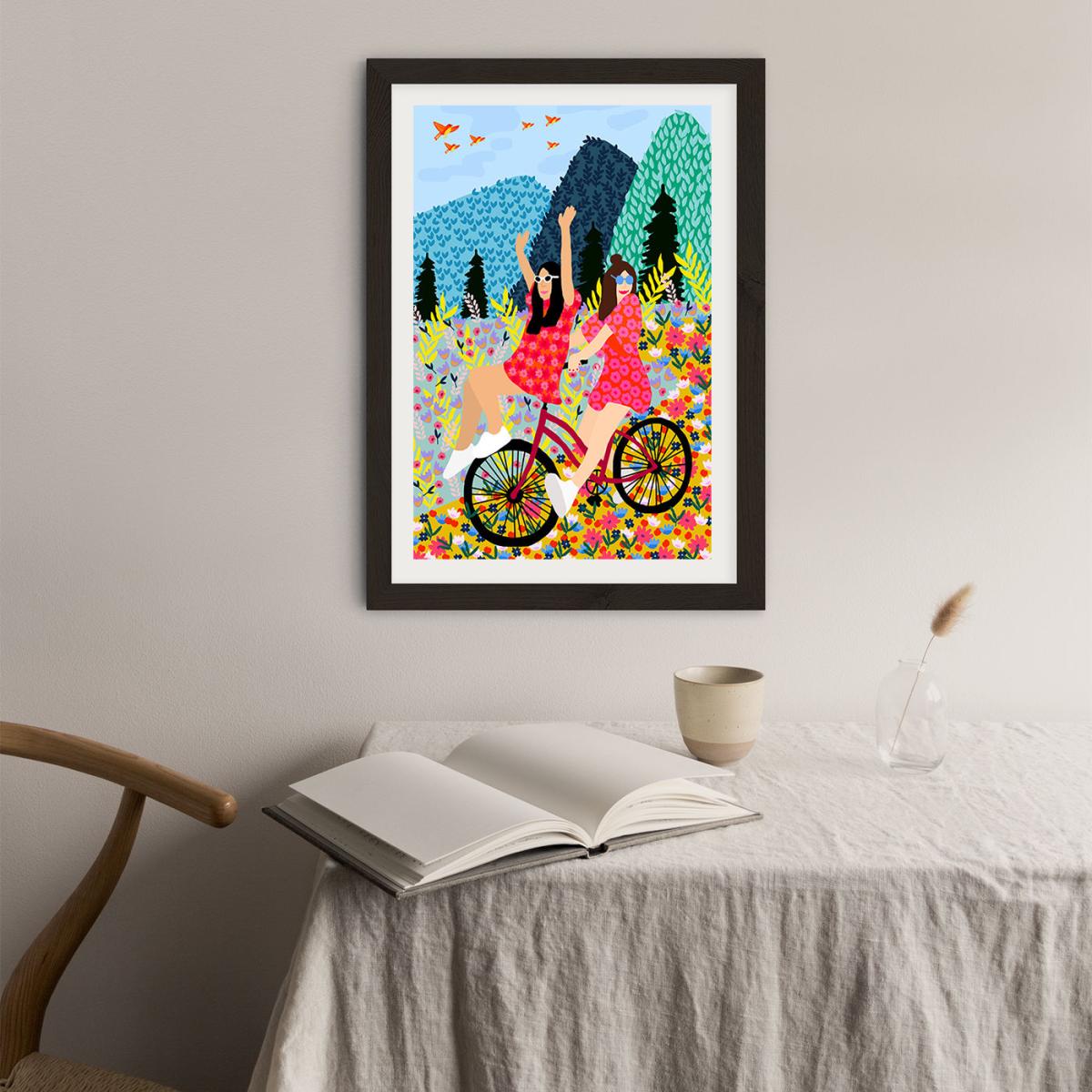 Best Friends In A Bike Art Print Black Frame – image 4