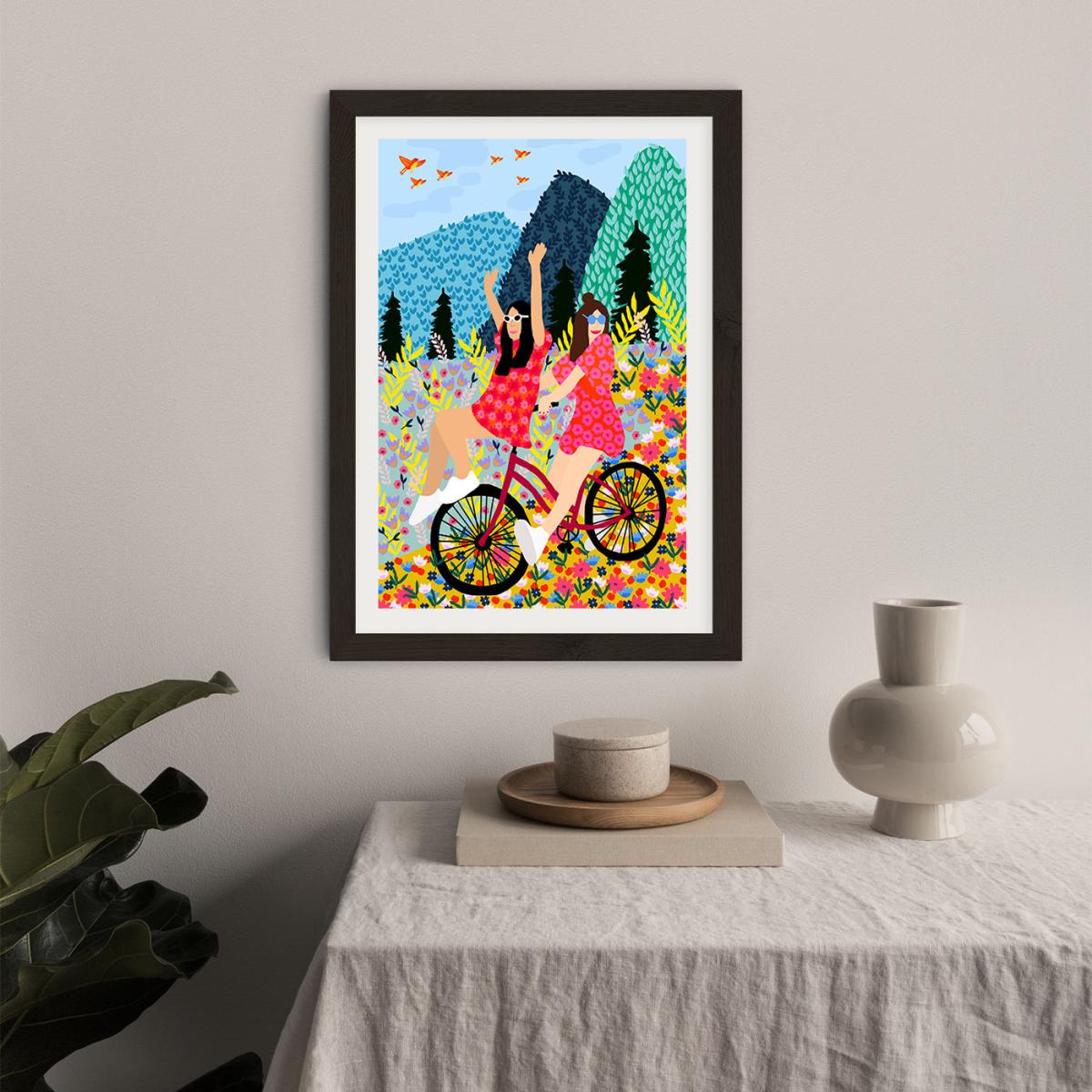 Best Friends In A Bike Art Print Black Frame – image 5