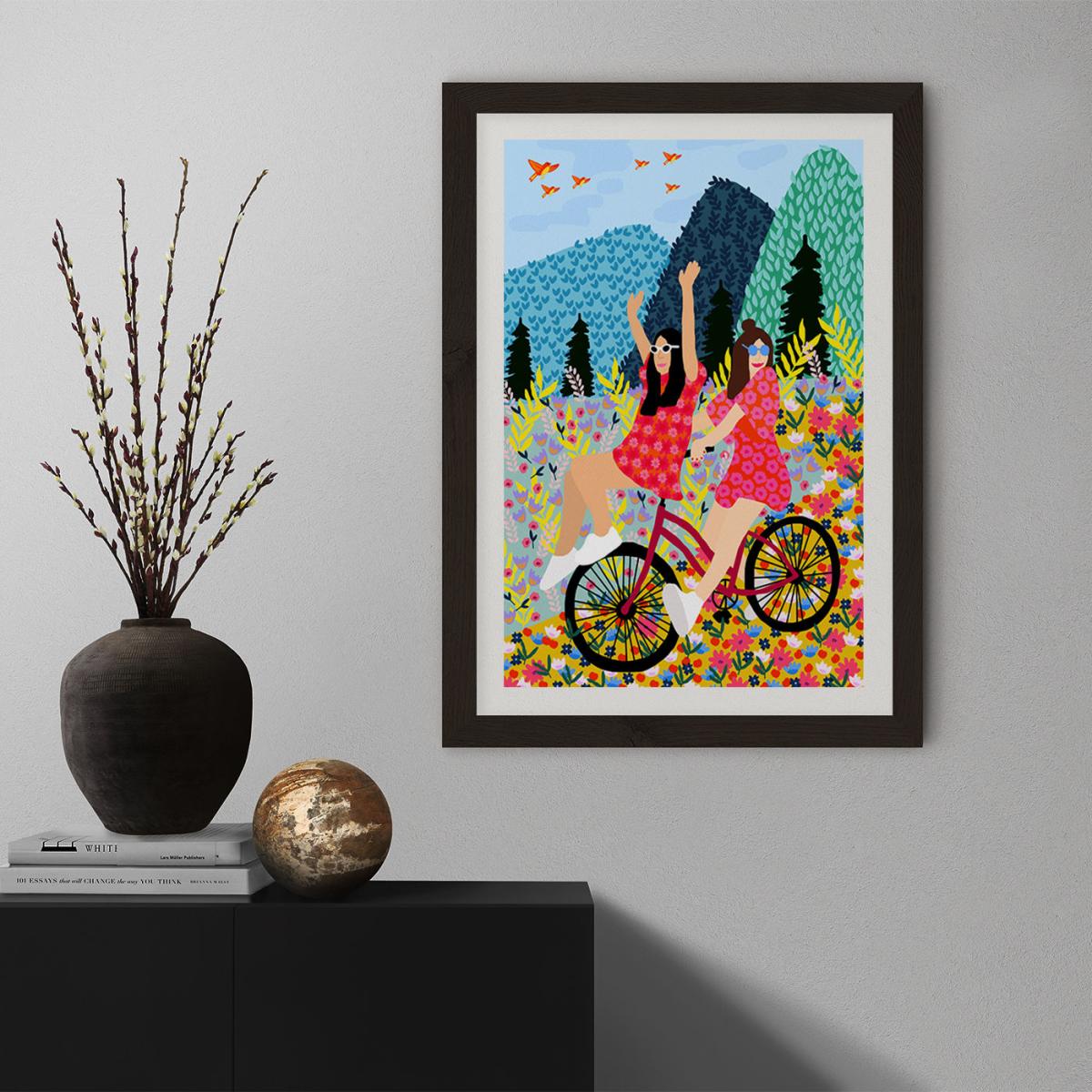 Best Friends In A Bike Art Print Black Frame – image 7