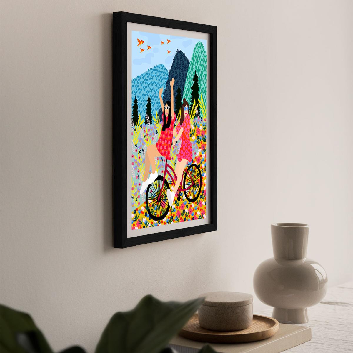 Best Friends In A Bike Art Print Black Frame – image 8