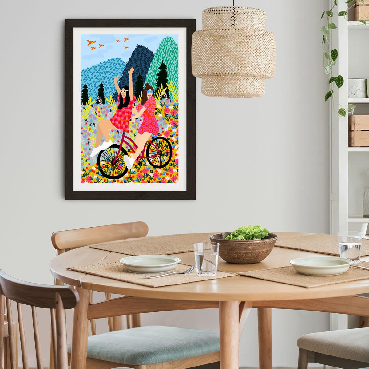 Best Friends In A Bike Art Print Black Frame – image 9