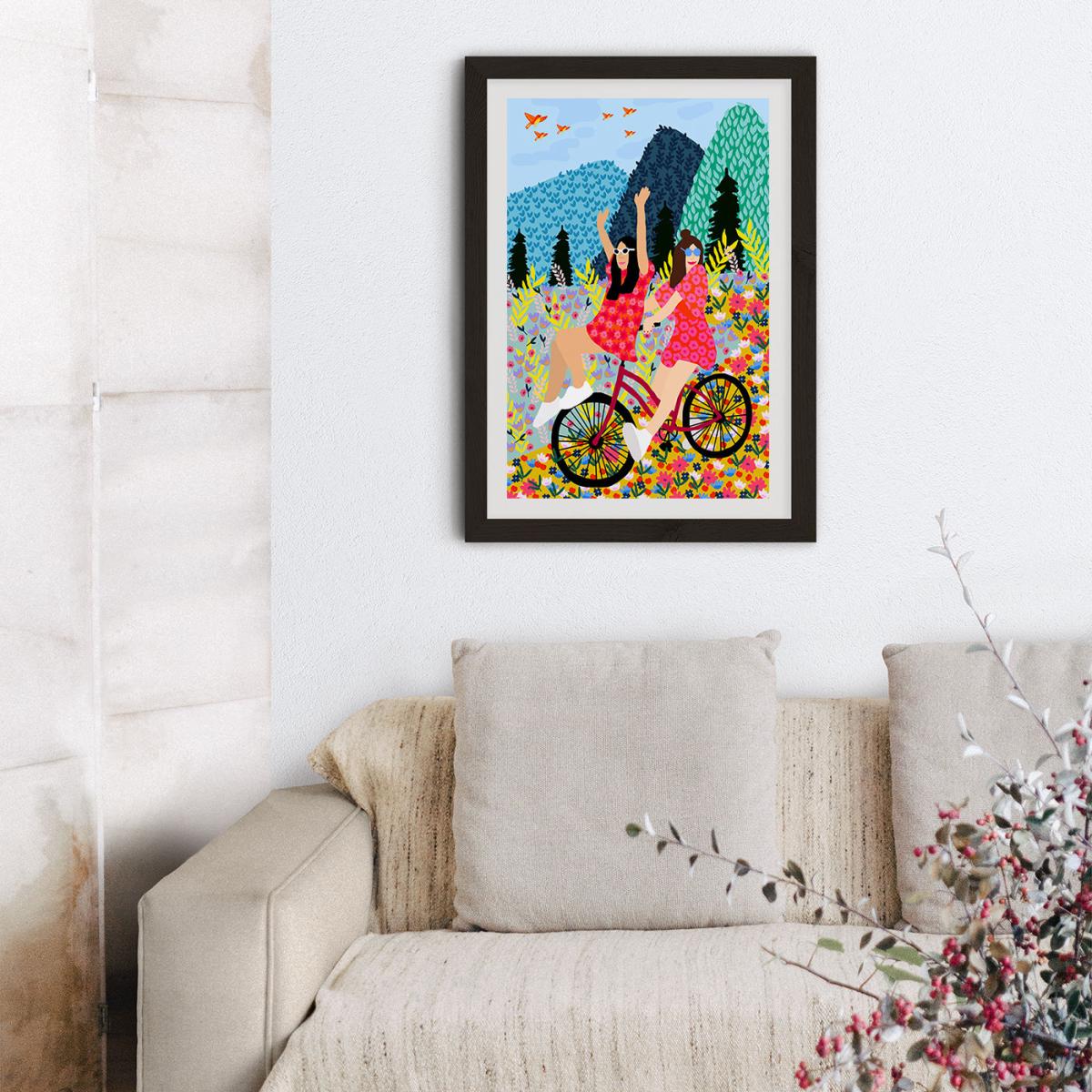 Best Friends In A Bike Art Print Black Frame – image 10