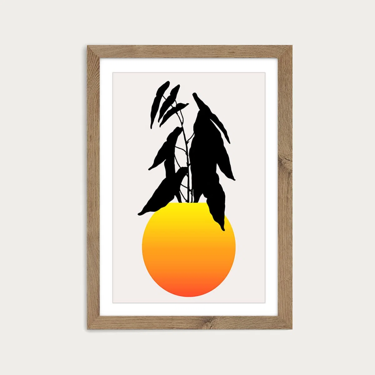 Kamasutra Yellow Art Print Oak Frame – image 1