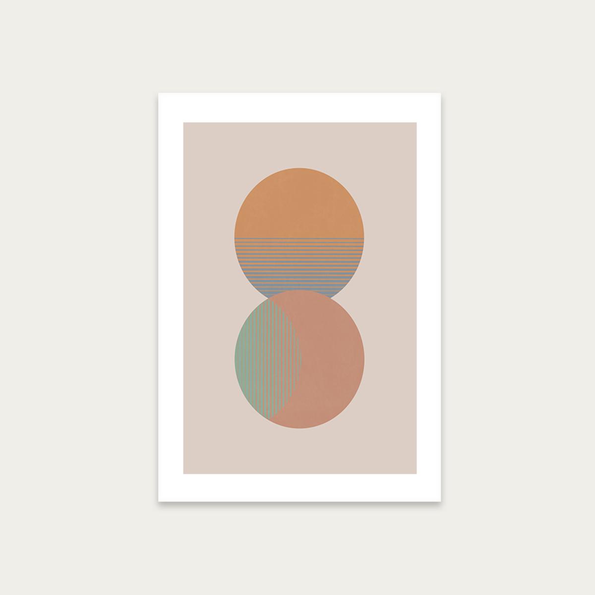 Circle Sun & Moon Colour Art Print Unframed