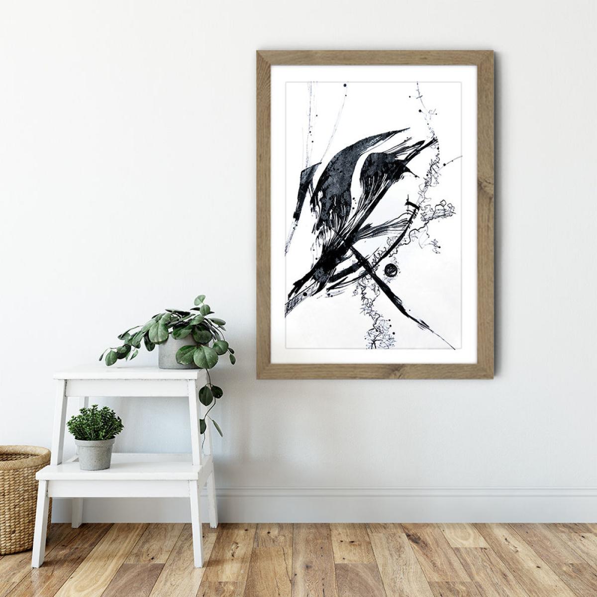 Ink Meets Paper – Black Art Print Oak Frame – image 2