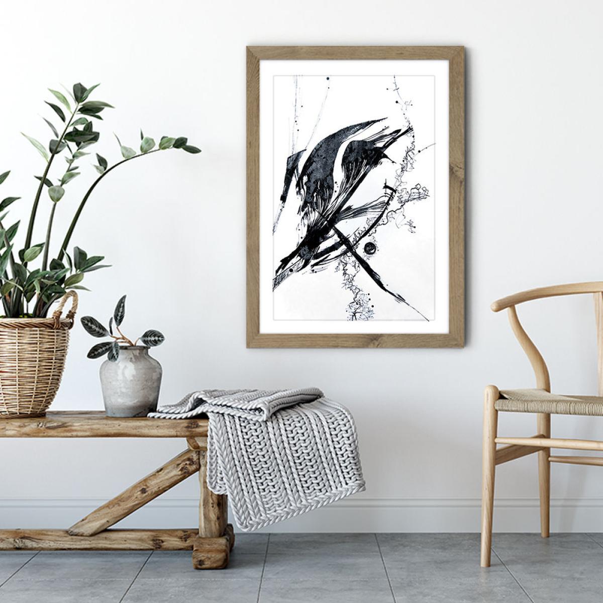 Ink Meets Paper – Black Art Print Oak Frame – image 3
