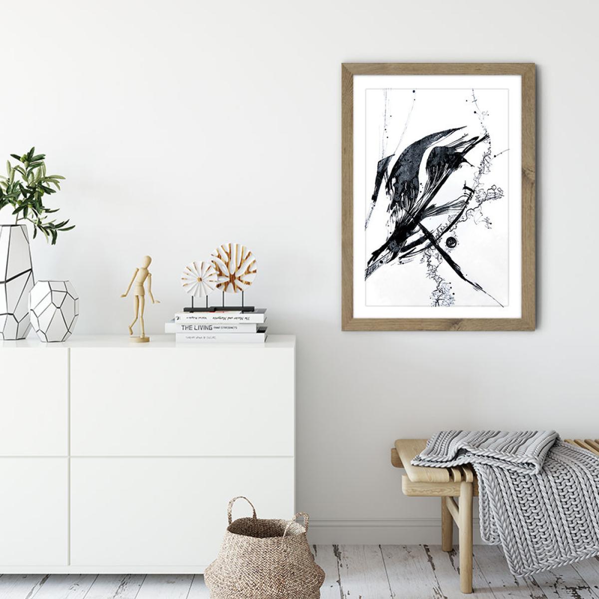 Ink Meets Paper – Black Art Print Oak Frame – image 4