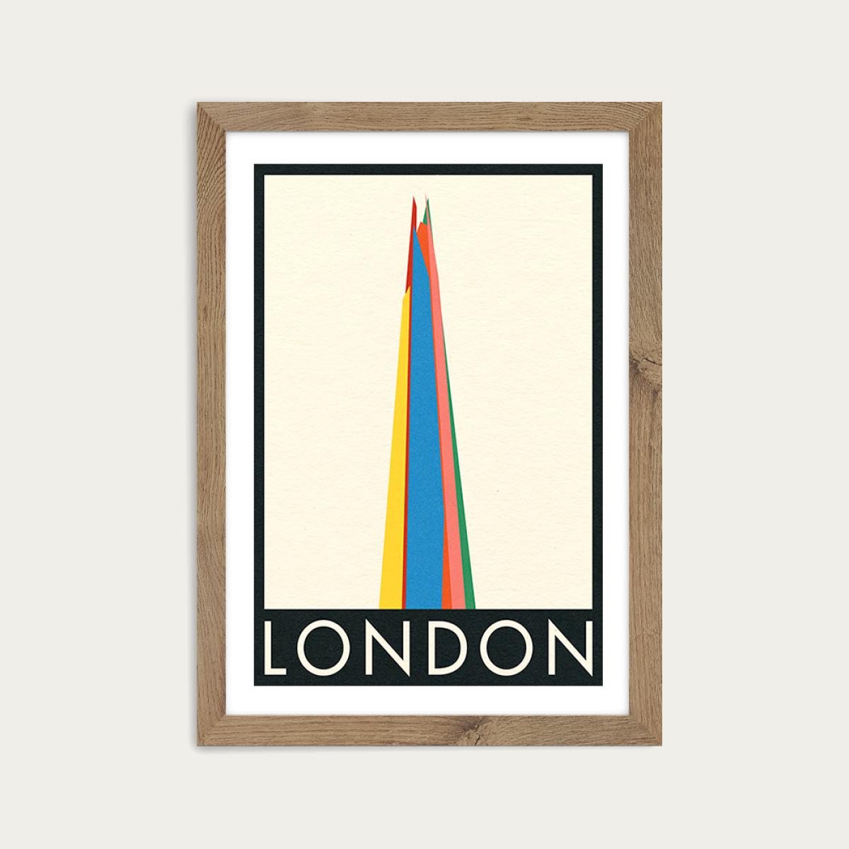 London The Shard Art Print Oak Frame – image 1