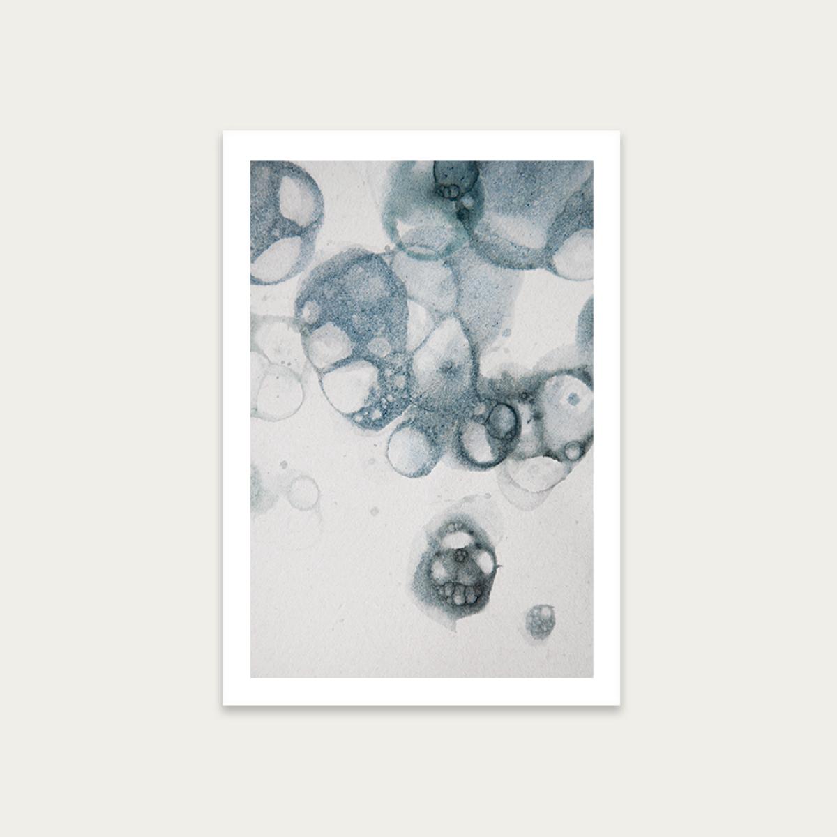 Aquarelle Bubbles – Blue Art Print Unframed