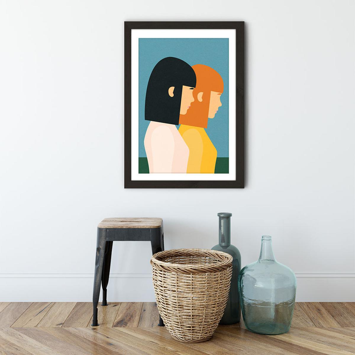 Two Sisters Art Print Black Frame – image 3