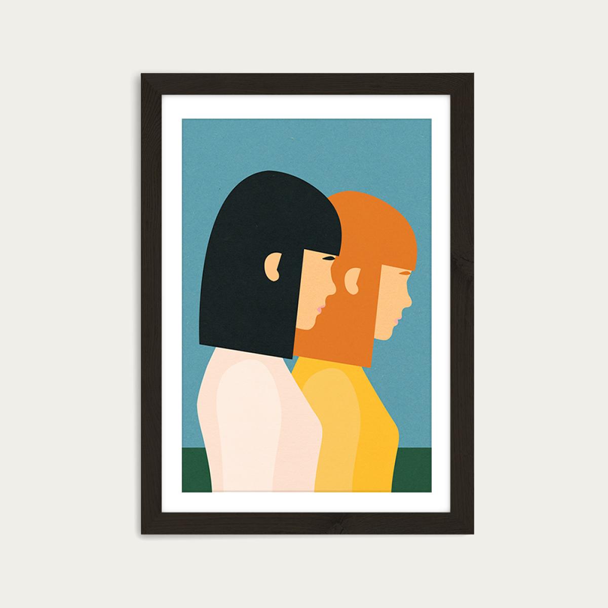 Two Sisters Art Print Black Frame – image 1