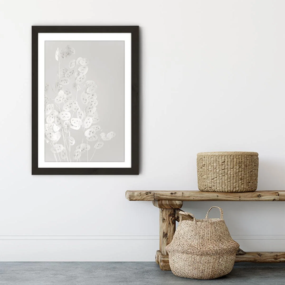 White Confetti Flowers Art Print Black Frame – image 6