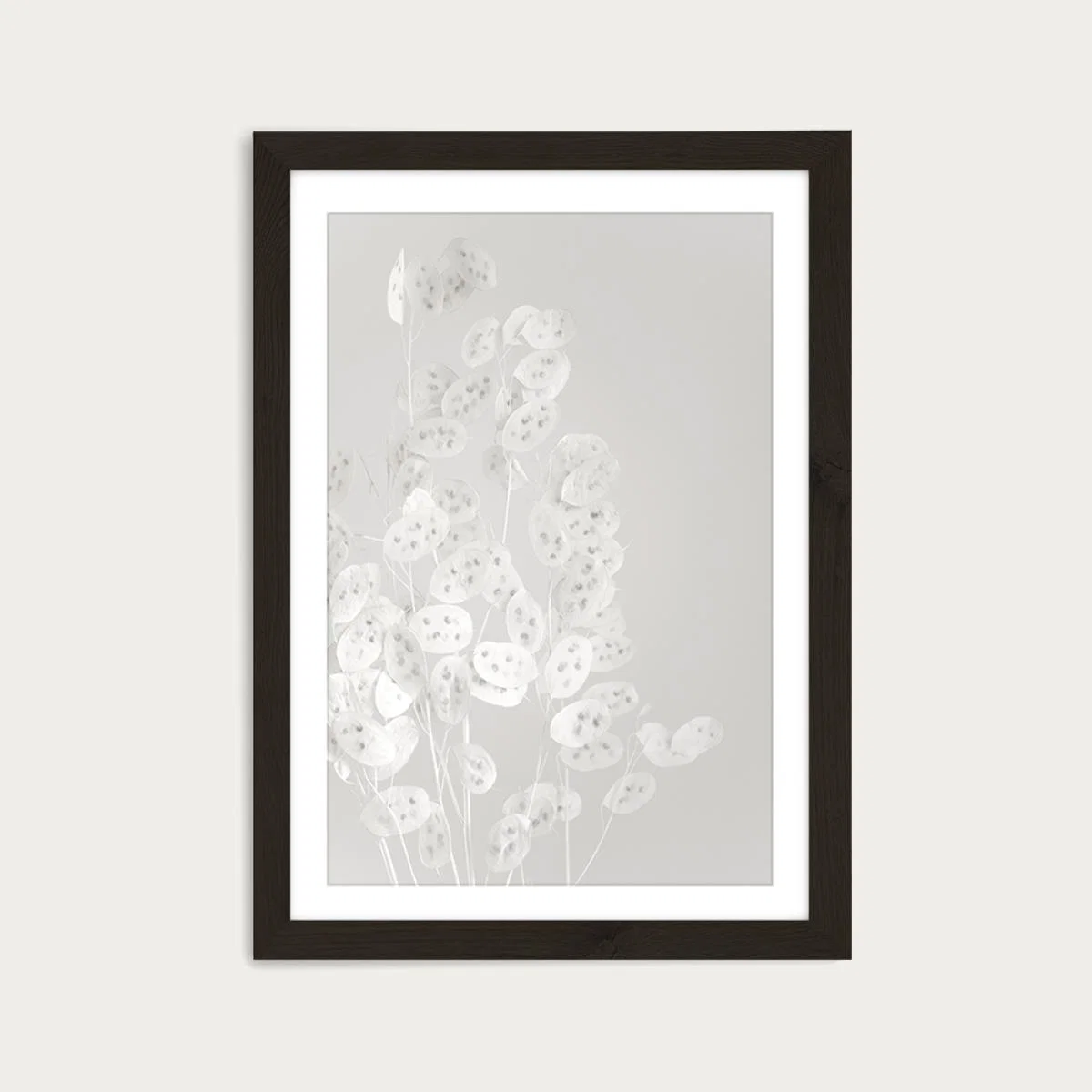 White Confetti Flowers Art Print Black Frame – image 1