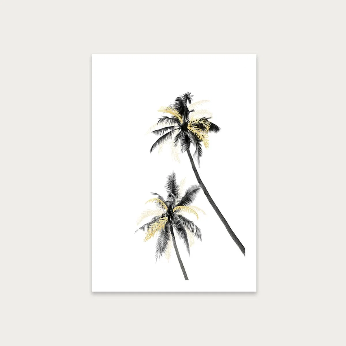 Palm Tree Black White and Gold 2 Art Print Unframed