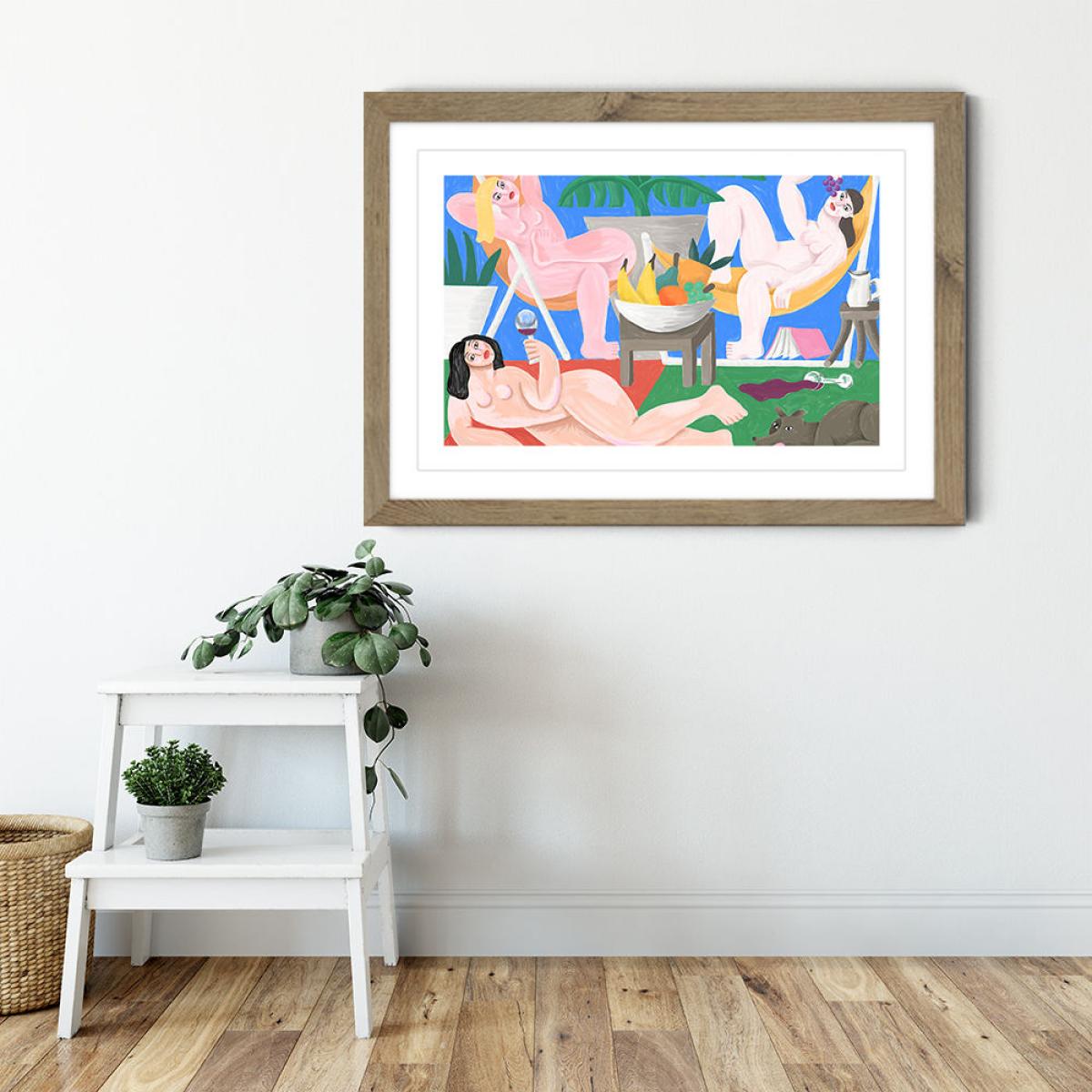 Le Pique Nique Art Print Oak Frame – image 3