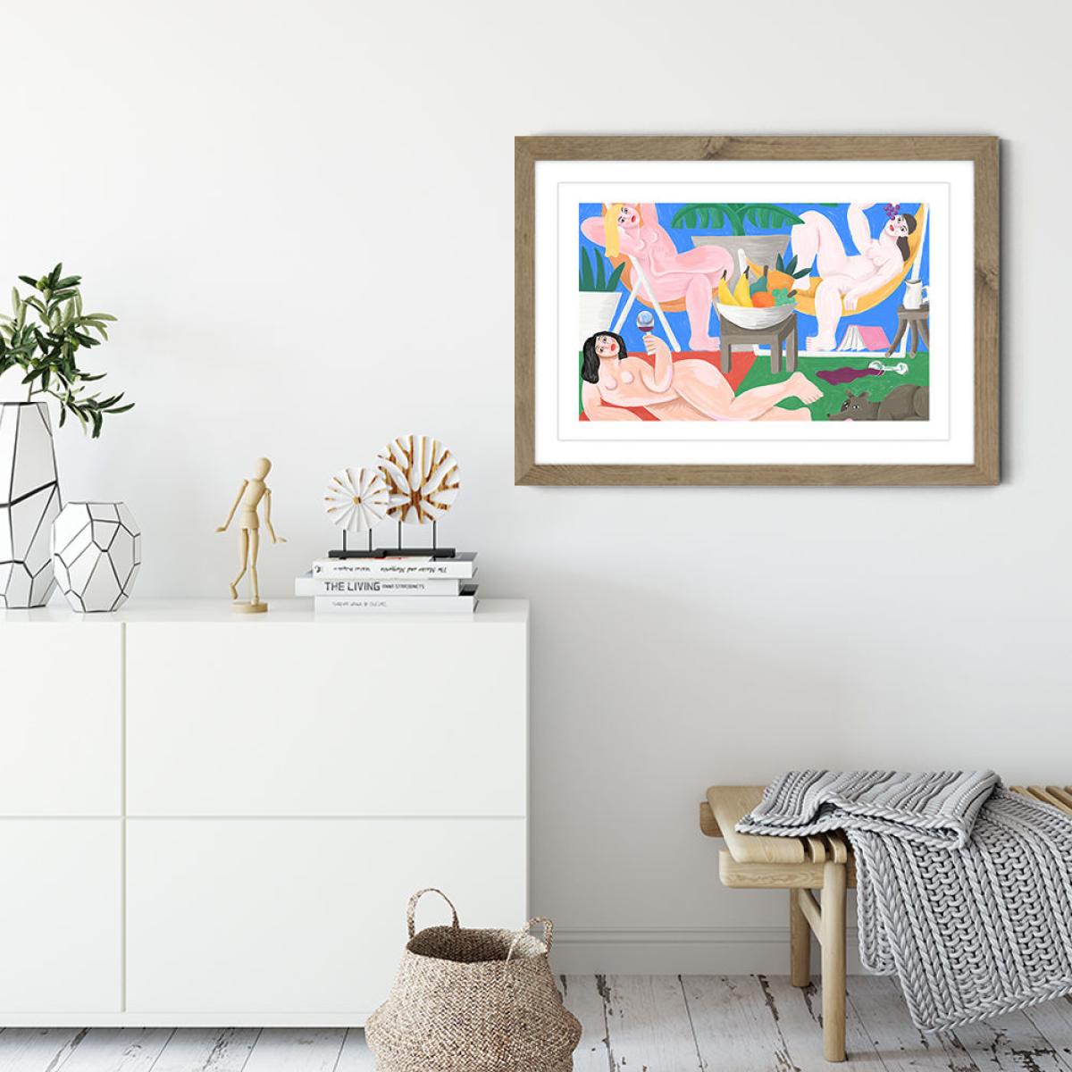 Le Pique Nique Art Print Oak Frame – image 4
