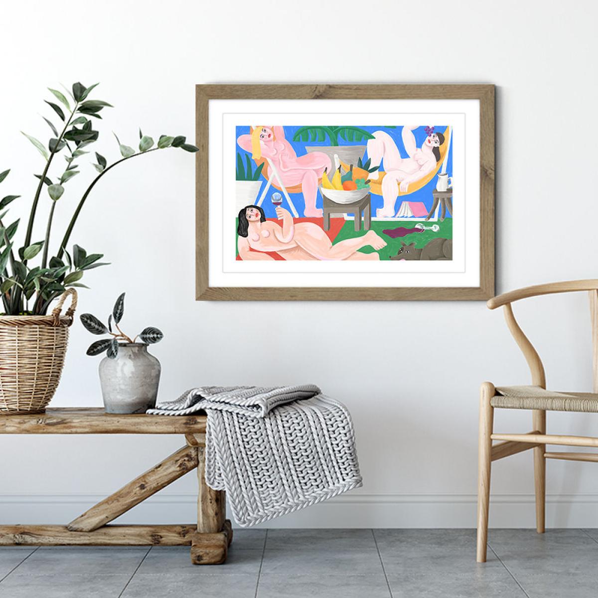 Le Pique Nique Art Print Oak Frame – image 5