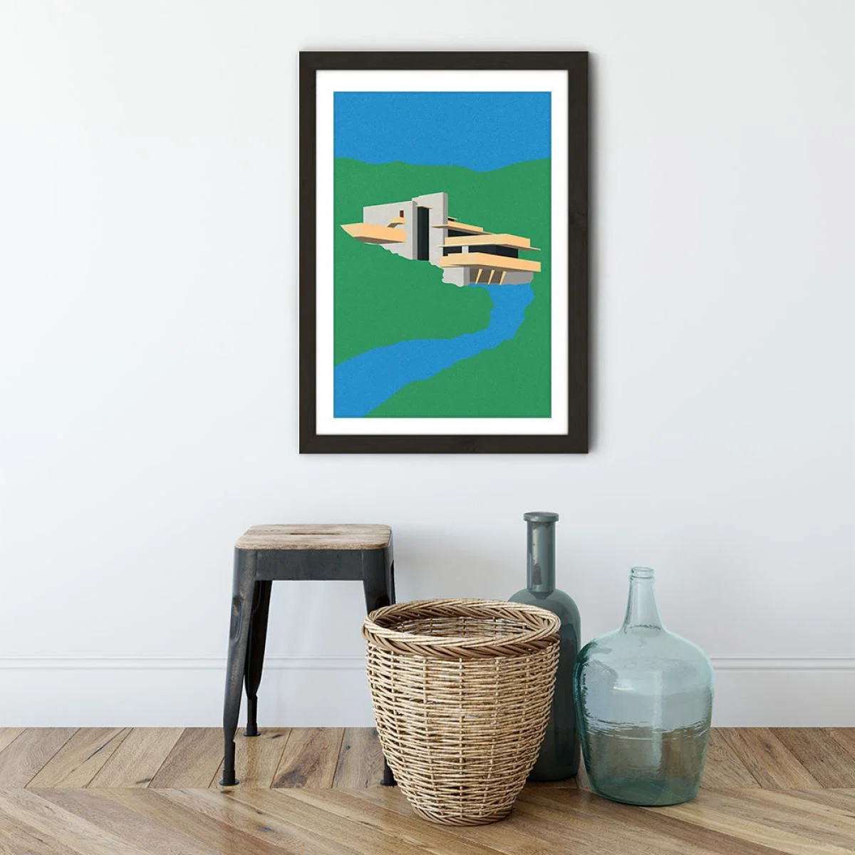 Frank Loyd Wright Falling Water Art Print Black Frame – image 3