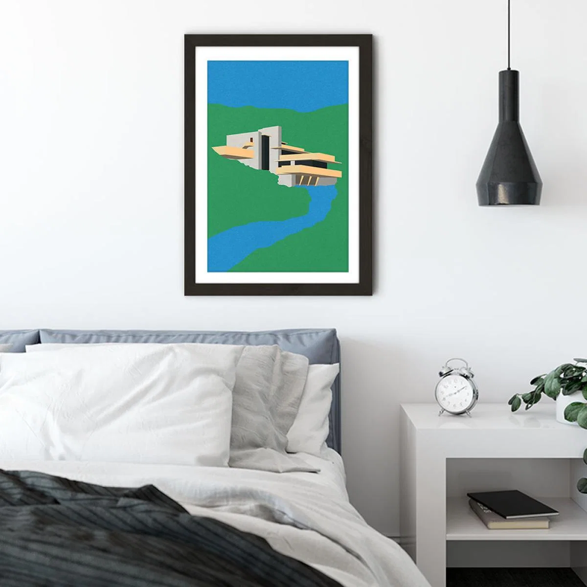 Frank Loyd Wright Falling Water Art Print Black Frame – image 4
