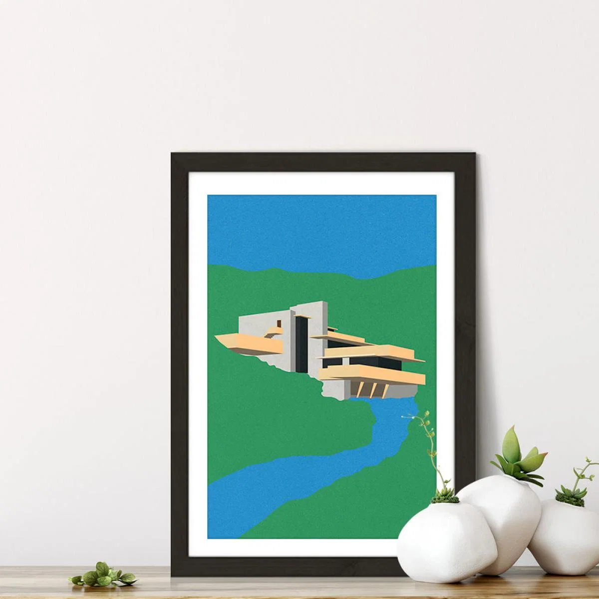 Frank Loyd Wright Falling Water Art Print Black Frame – image 7