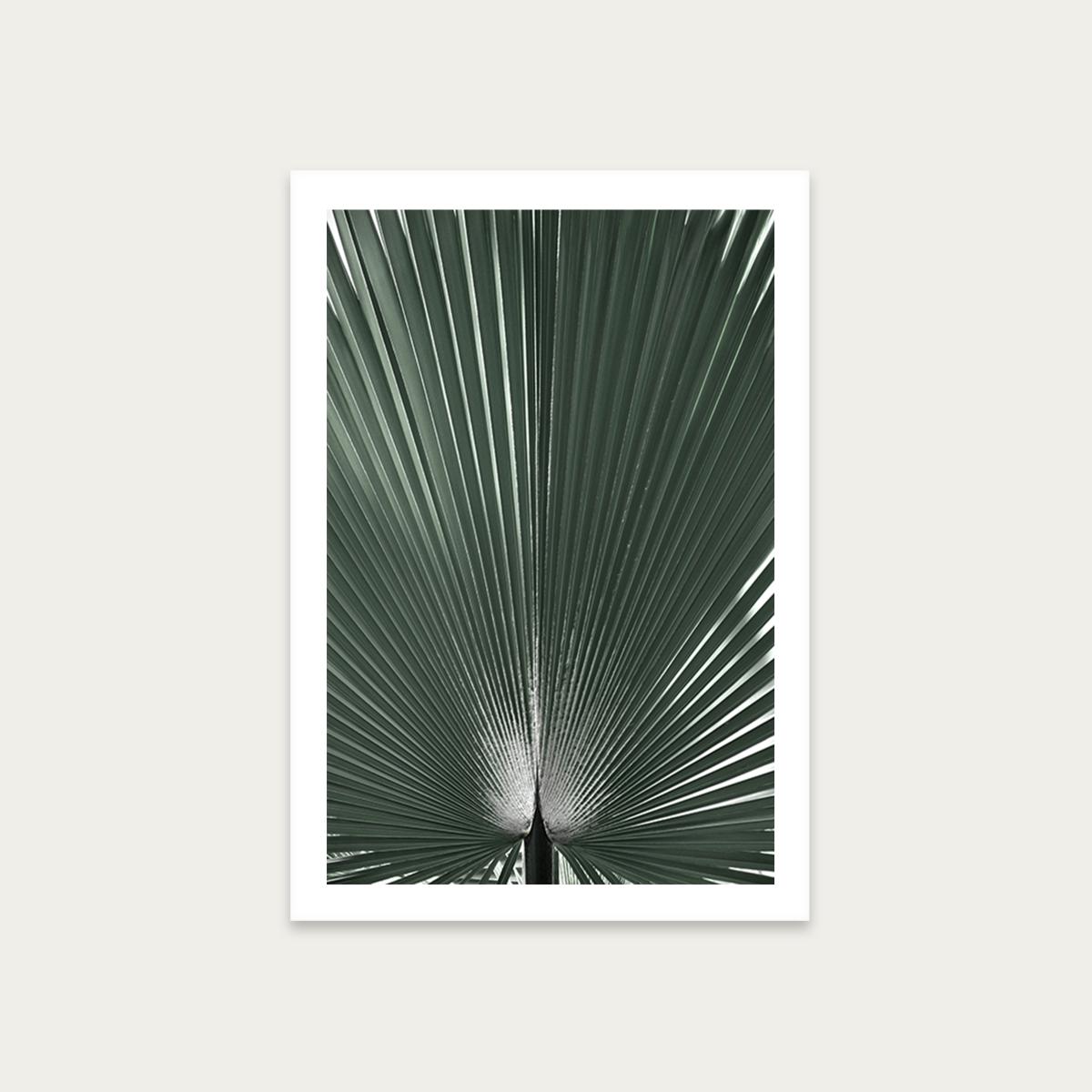 Blue Green Grafic Palm Leaf Art Print Unframed