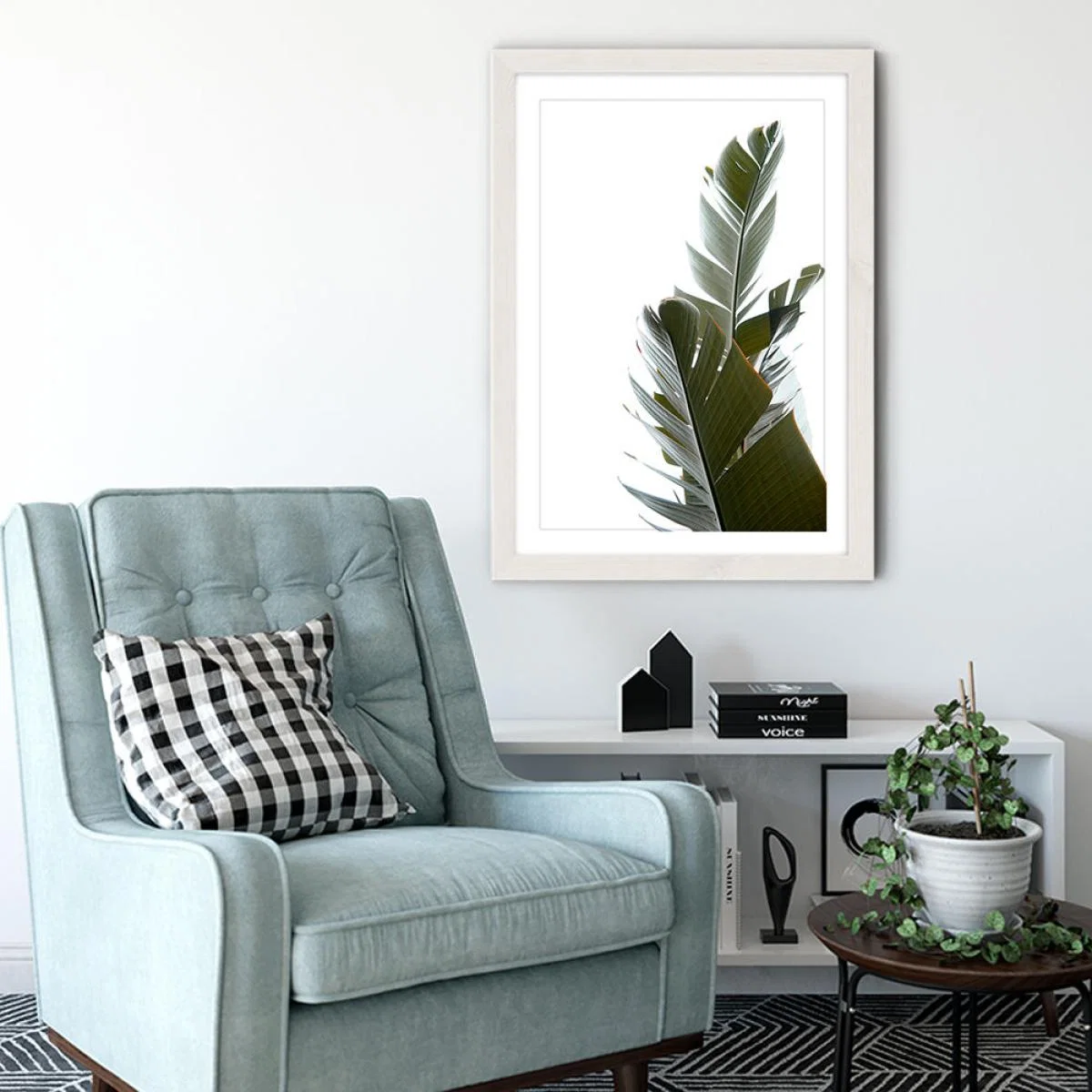 Travellers Palm Leaves 5 Art Print White Frame – image 4
