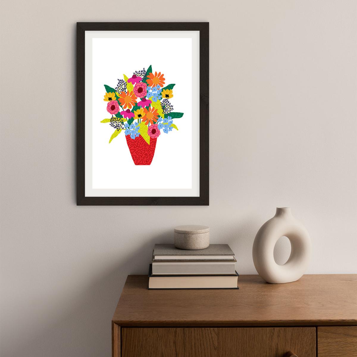 Red Flowers 1 Art Print Black Frame – image 2