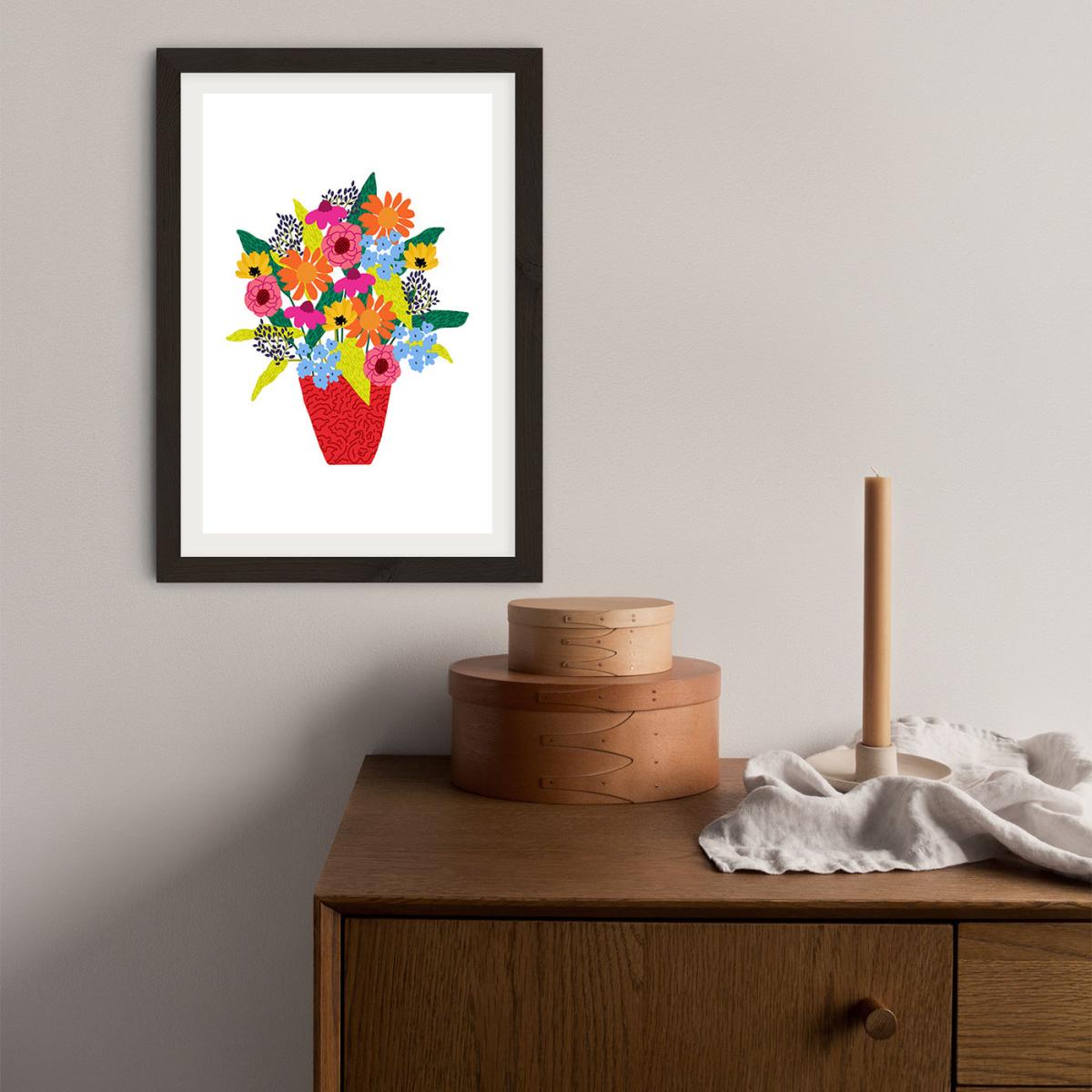 Red Flowers 1 Art Print Black Frame – image 3