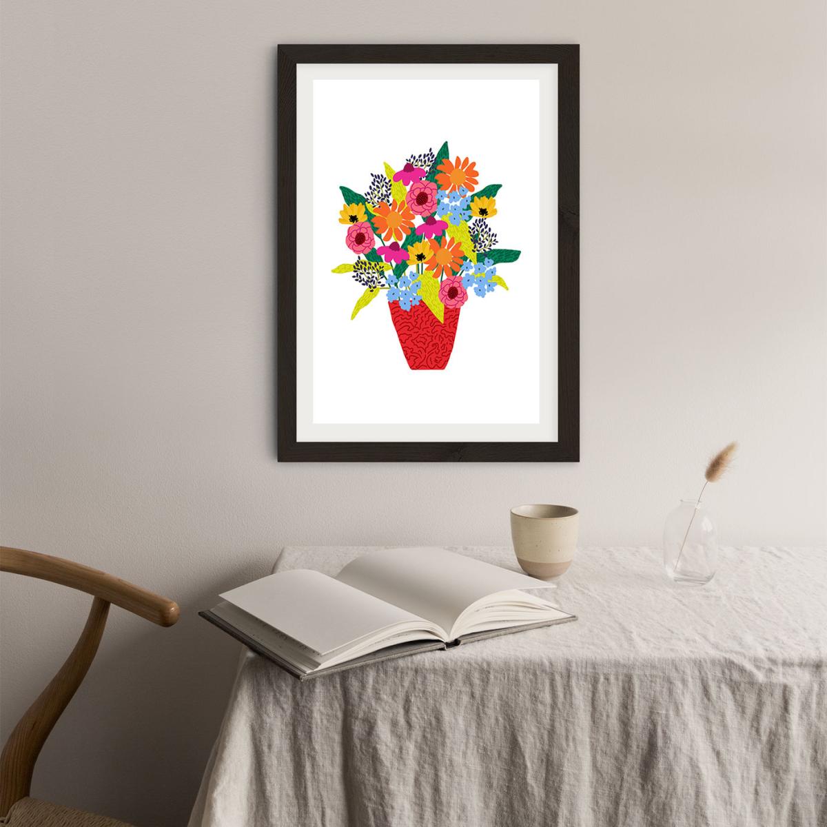 Red Flowers 1 Art Print Black Frame – image 4