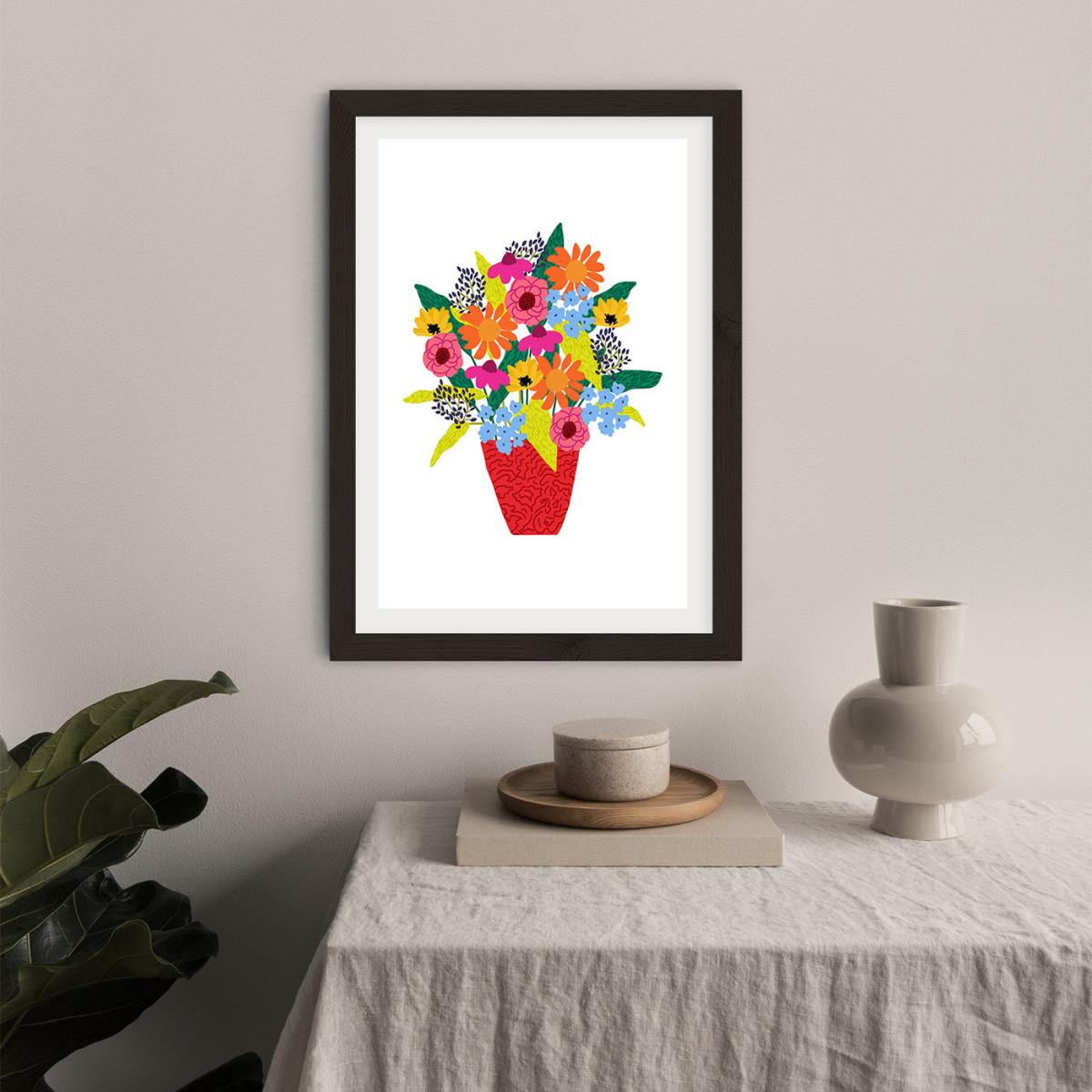 Red Flowers 1 Art Print Black Frame – image 5