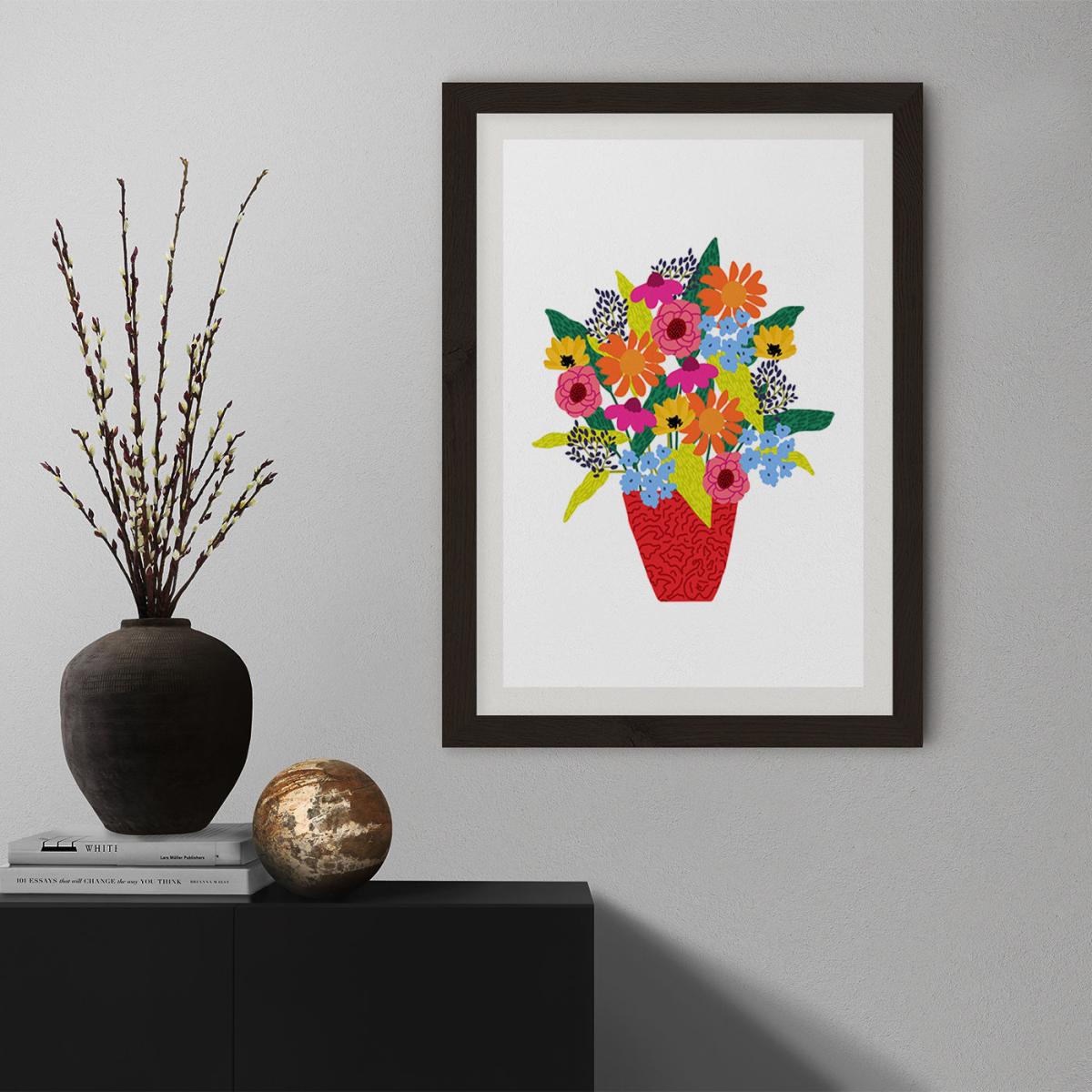 Red Flowers 1 Art Print Black Frame – image 7