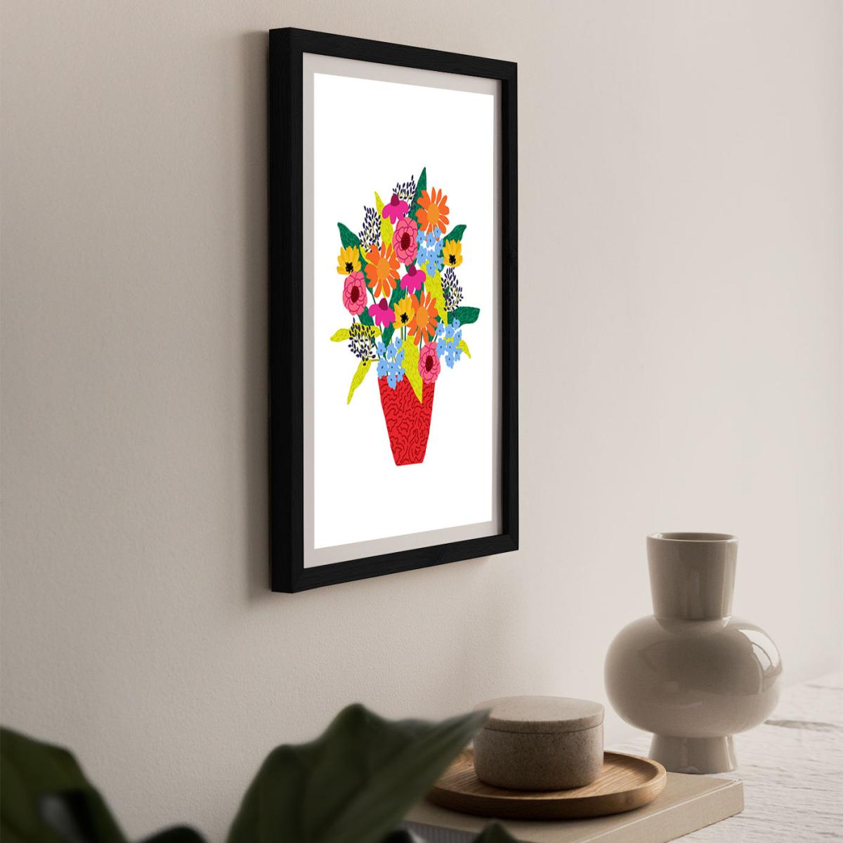 Red Flowers 1 Art Print Black Frame – image 8