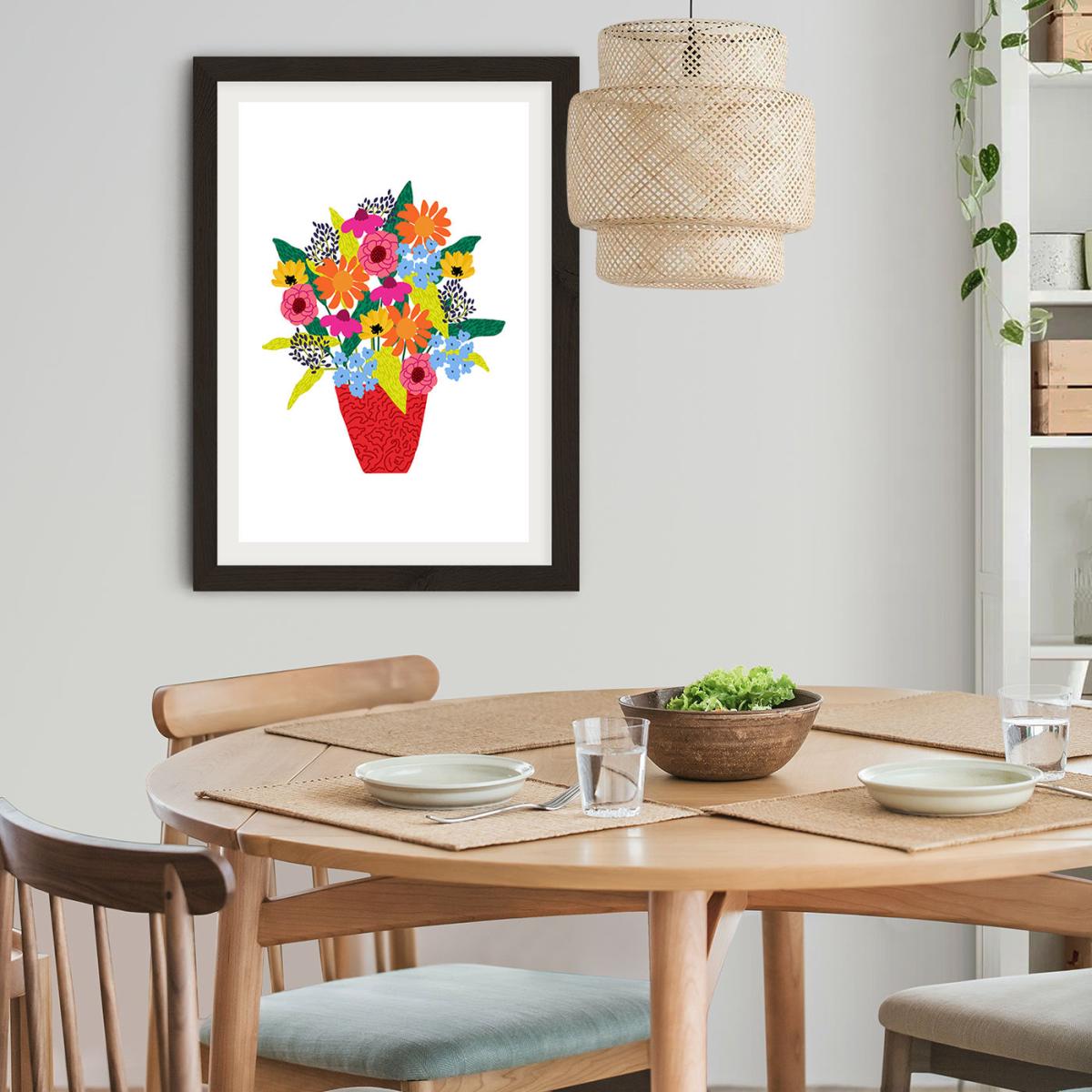 Red Flowers 1 Art Print Black Frame – image 9