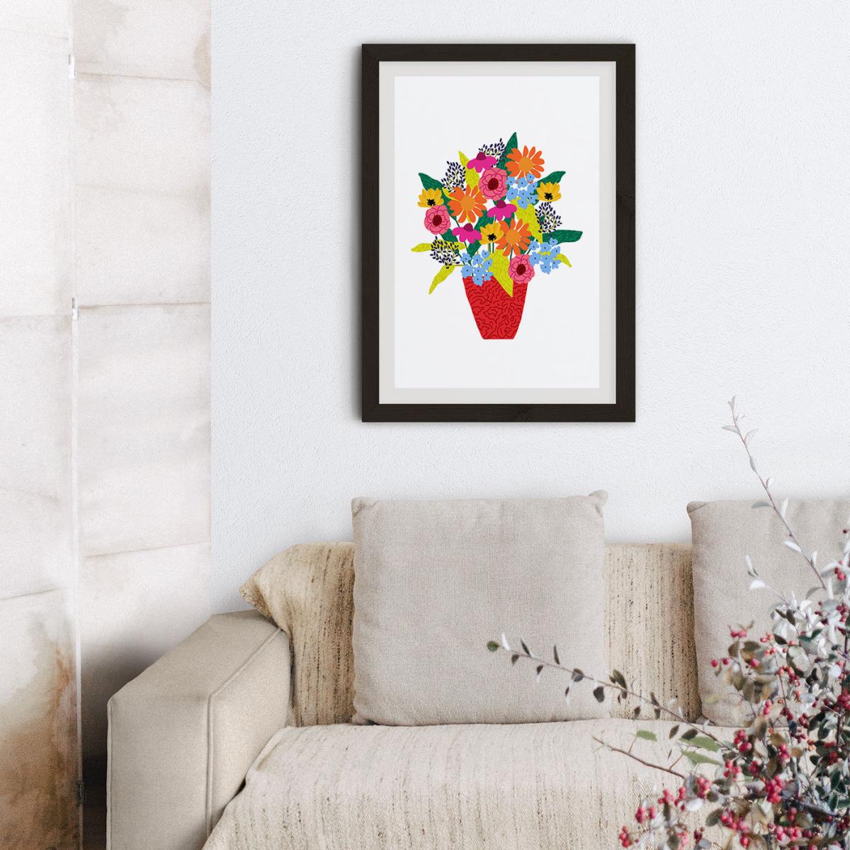 Red Flowers 1 Art Print Black Frame – image 10