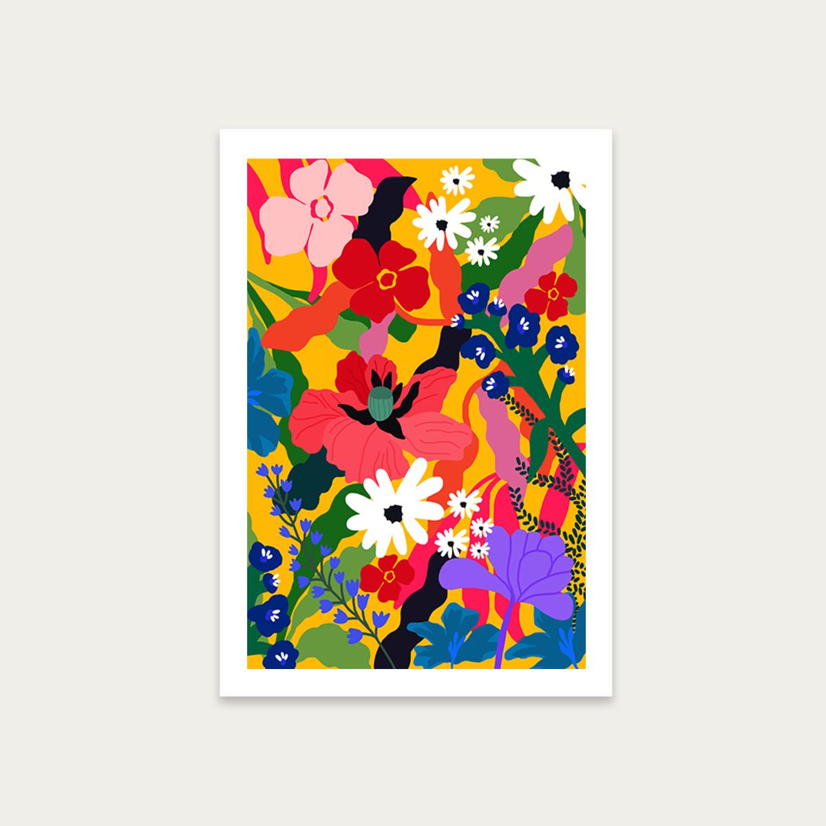 Yellow Abstract Art Print Unframed