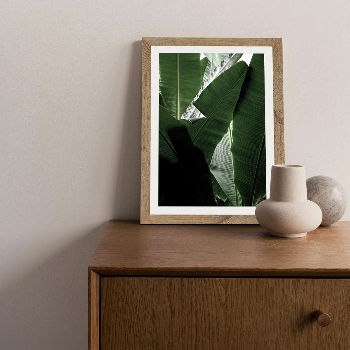 Banana Beach Palm Boogy Art Print Oak Frame – image 2