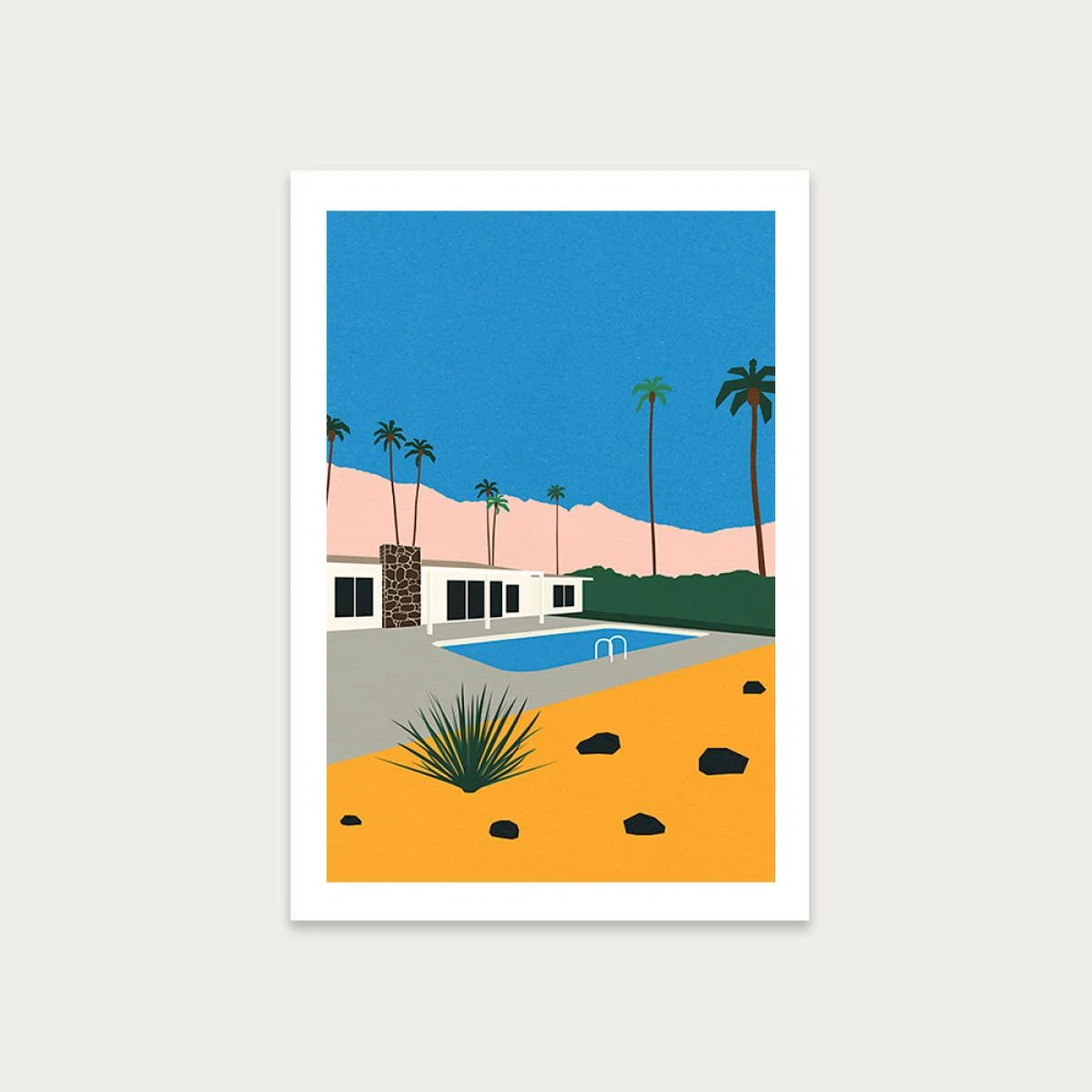 Palm Springs Bungalow Art Print Unframed