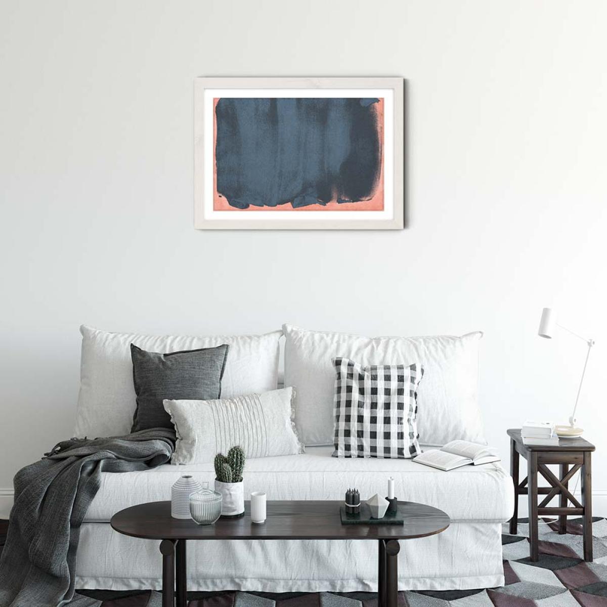 Minimal Abstract Blue Colorfield 05 Art Print White Frame – image 2