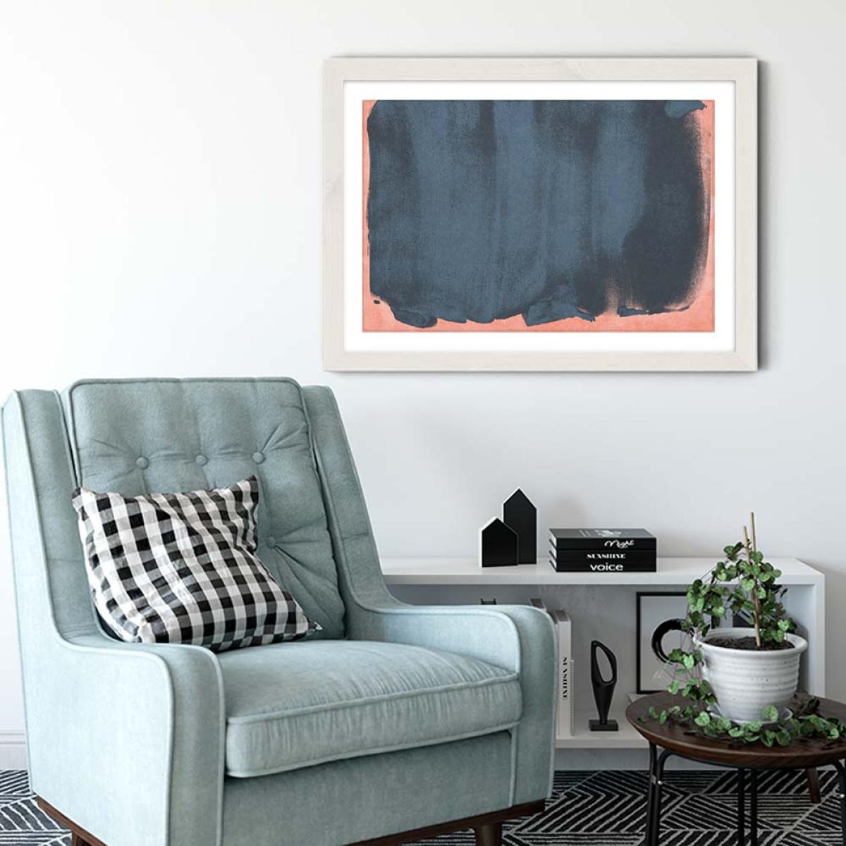 Minimal Abstract Blue Colorfield 05 Art Print White Frame – image 3