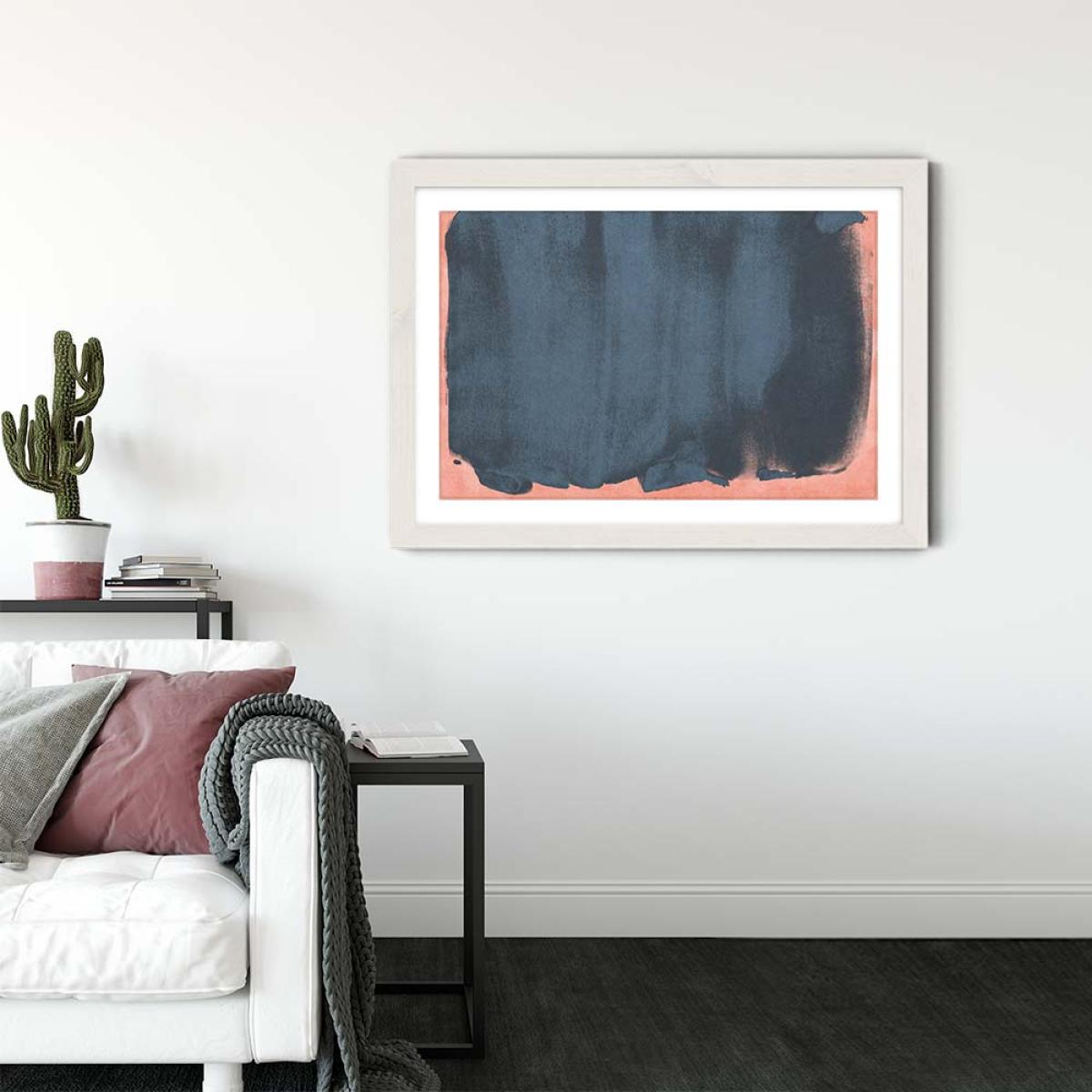 Minimal Abstract Blue Colorfield 05 Art Print White Frame – image 4