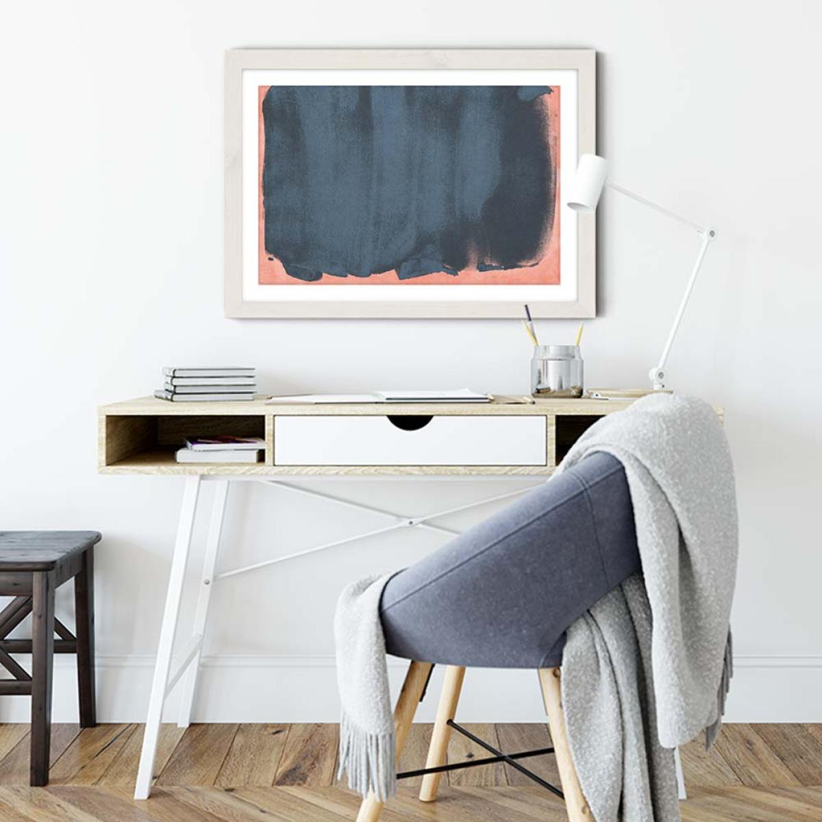 Minimal Abstract Blue Colorfield 05 Art Print White Frame – image 5