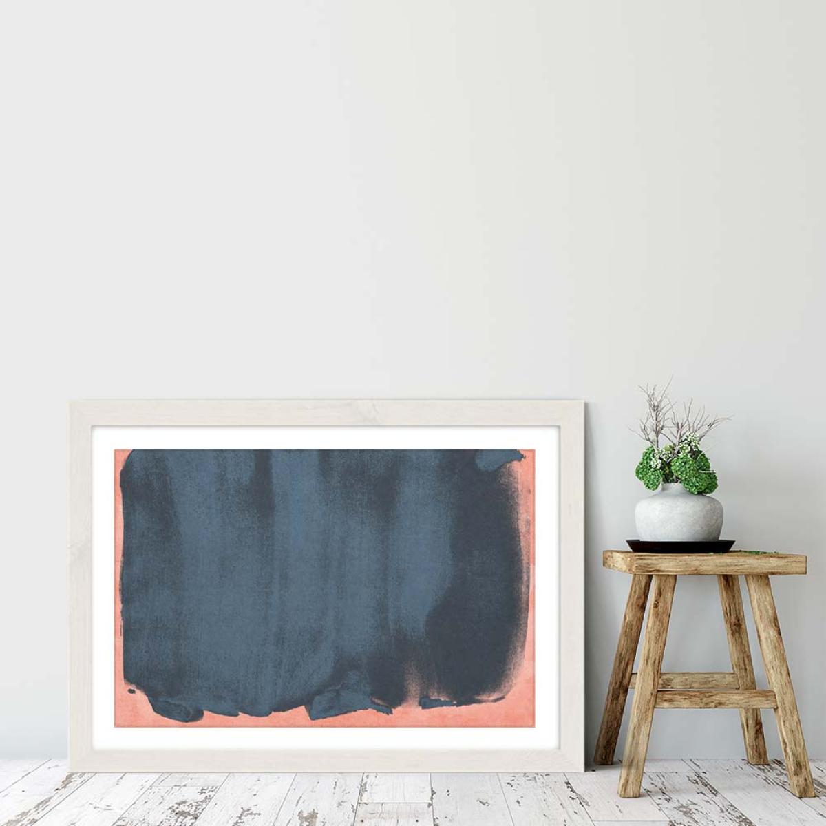 Minimal Abstract Blue Colorfield 05 Art Print White Frame – image 6