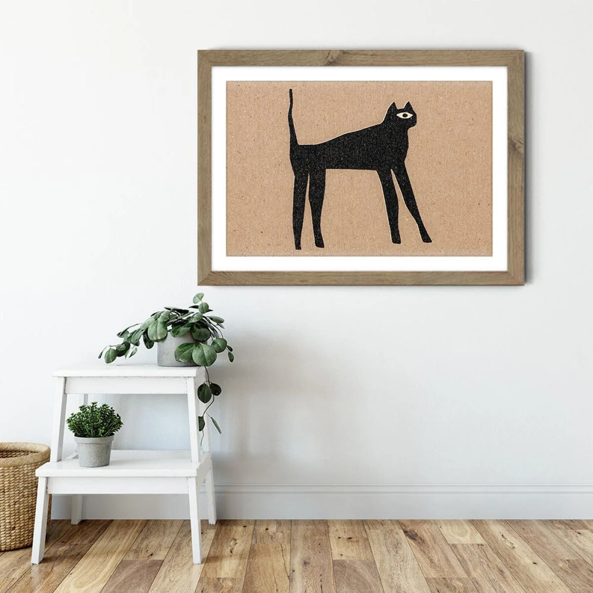 The Cat Art Print Oak Frame – image 5
