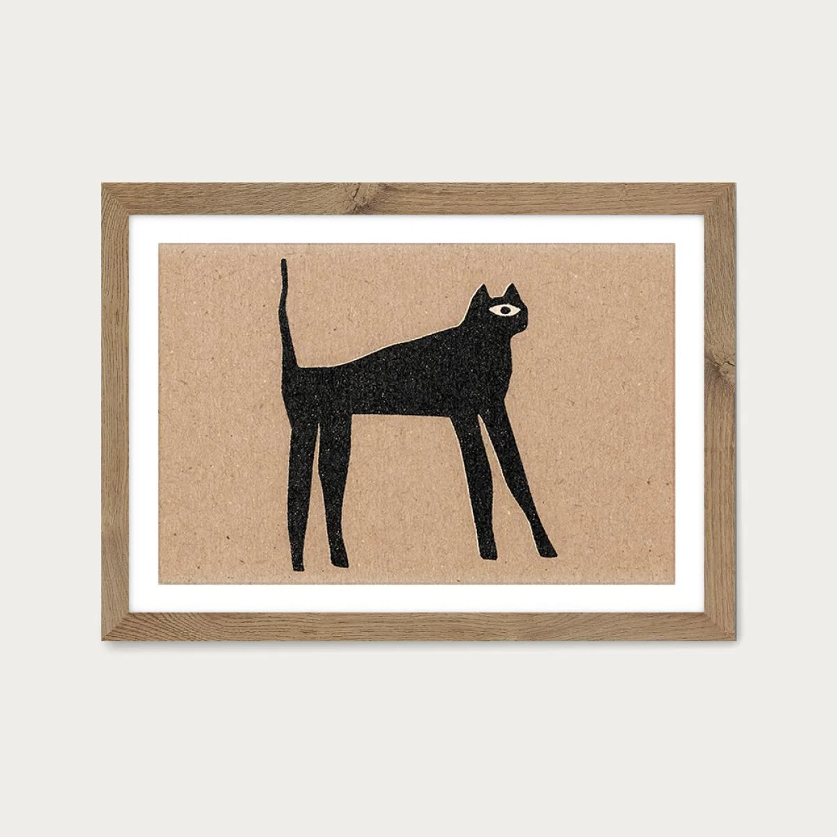 The Cat Art Print Oak Frame – image 1